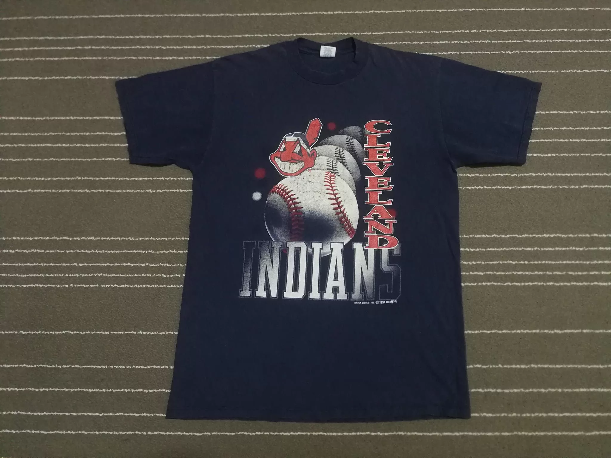 MLB Short Sleeve T Shirts MLB × Vintage Vintage CLEVELAND INDIANS mlb 1994 S Blue