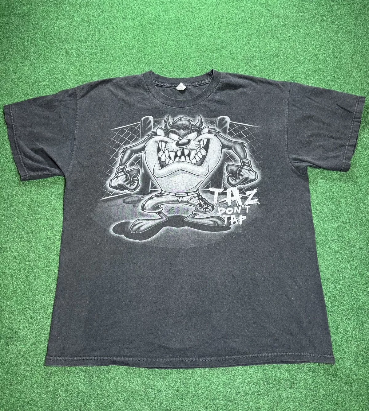 Tapout Short Sleeve T Shirts Tapout × Vintage × Warner Bros Vintage Y2K Taz Don’t Tap Tapout Wrestling MMA T Shirt Black