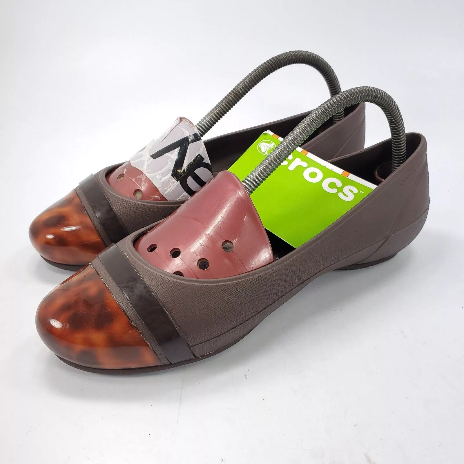 Crocs Slip Ons Crocs Round Toe Rubber Comfort Ballet Flat Womens Size 8 Brown