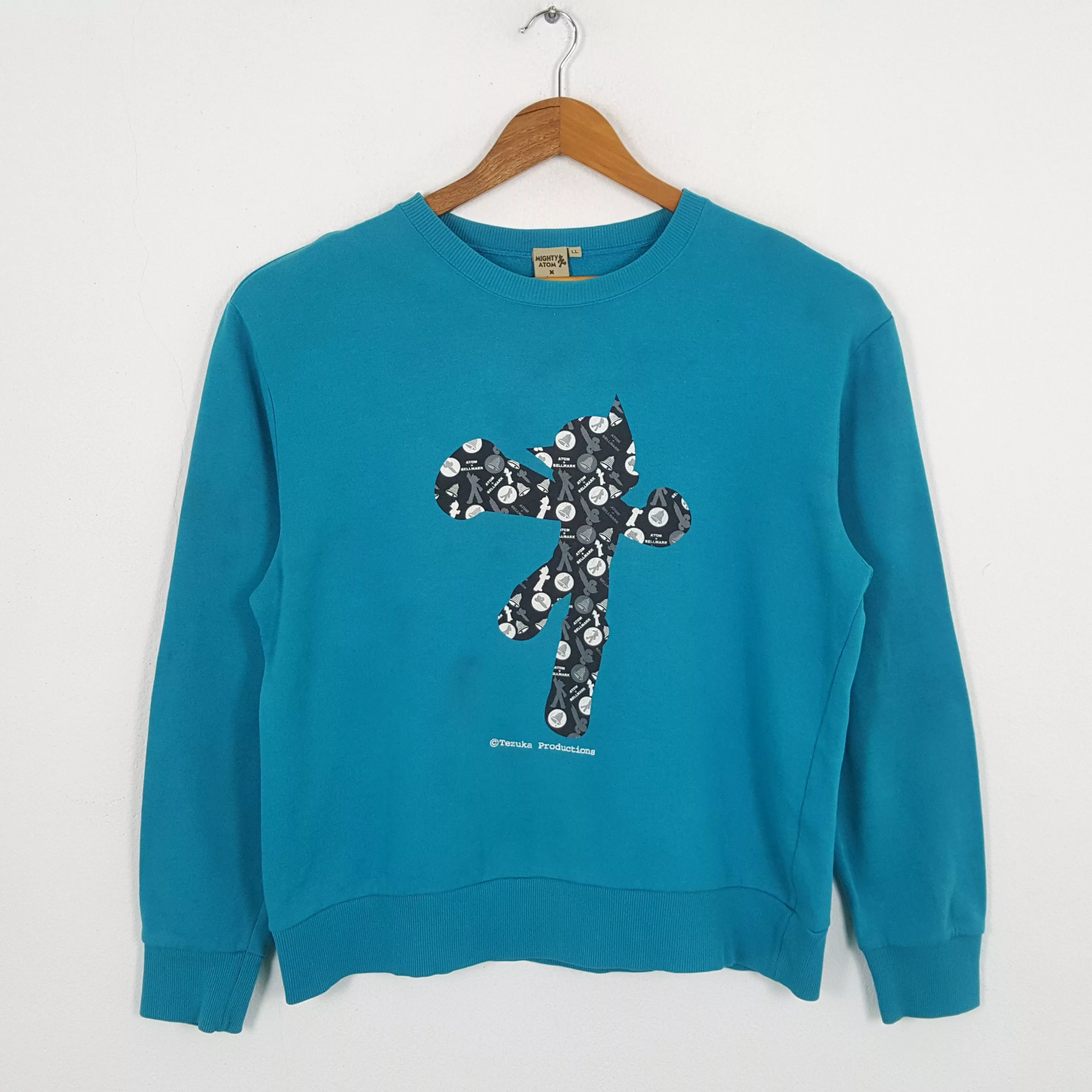 Anime Sweatshirts Hoodies Anime × Vintage Vintage MIGHTY ATOM Astro Boy x BELL MARK Sweathsirt Blue