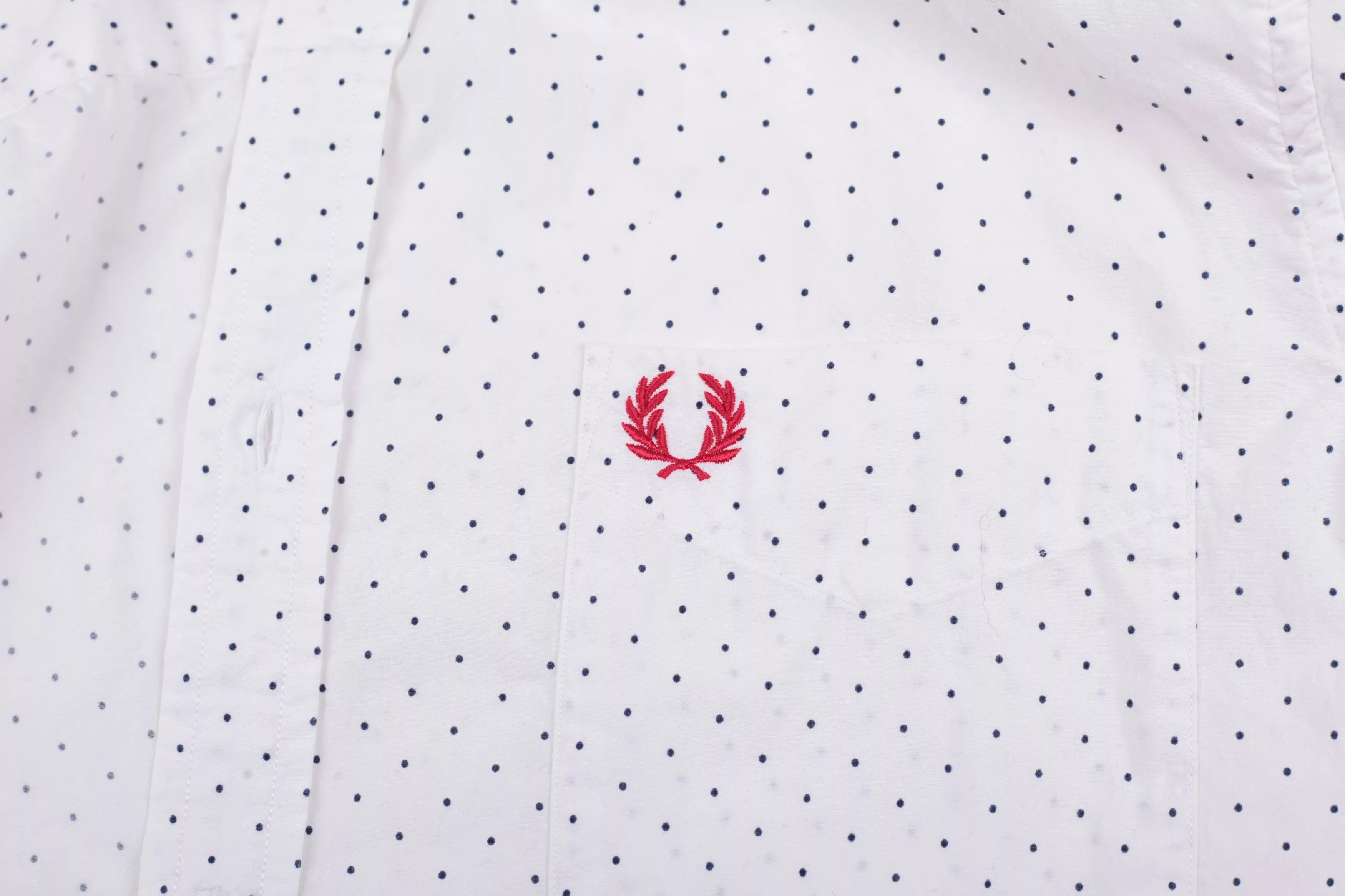 Fred Perry Shirts Button Ups Fred Perry White Dotted Long Sleeve Shirt Size S Slim Fit