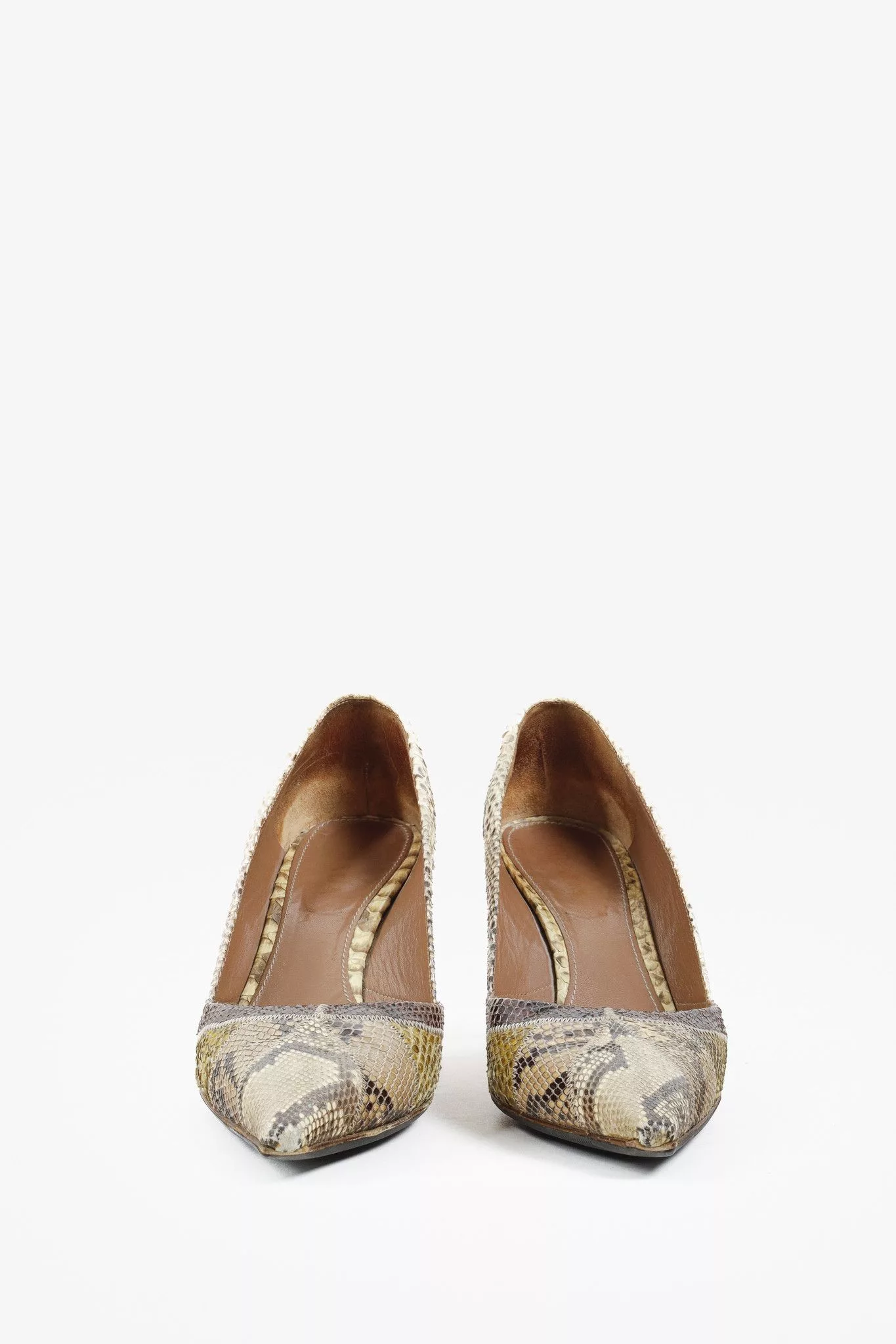 Prada Heels Prada Brown Patchwork Python D'Orsay Pumps Multi