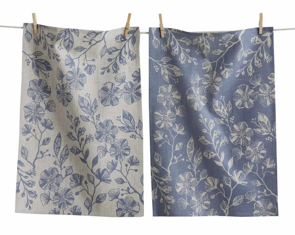 Canyon Print Floral Towel S/2 Blue