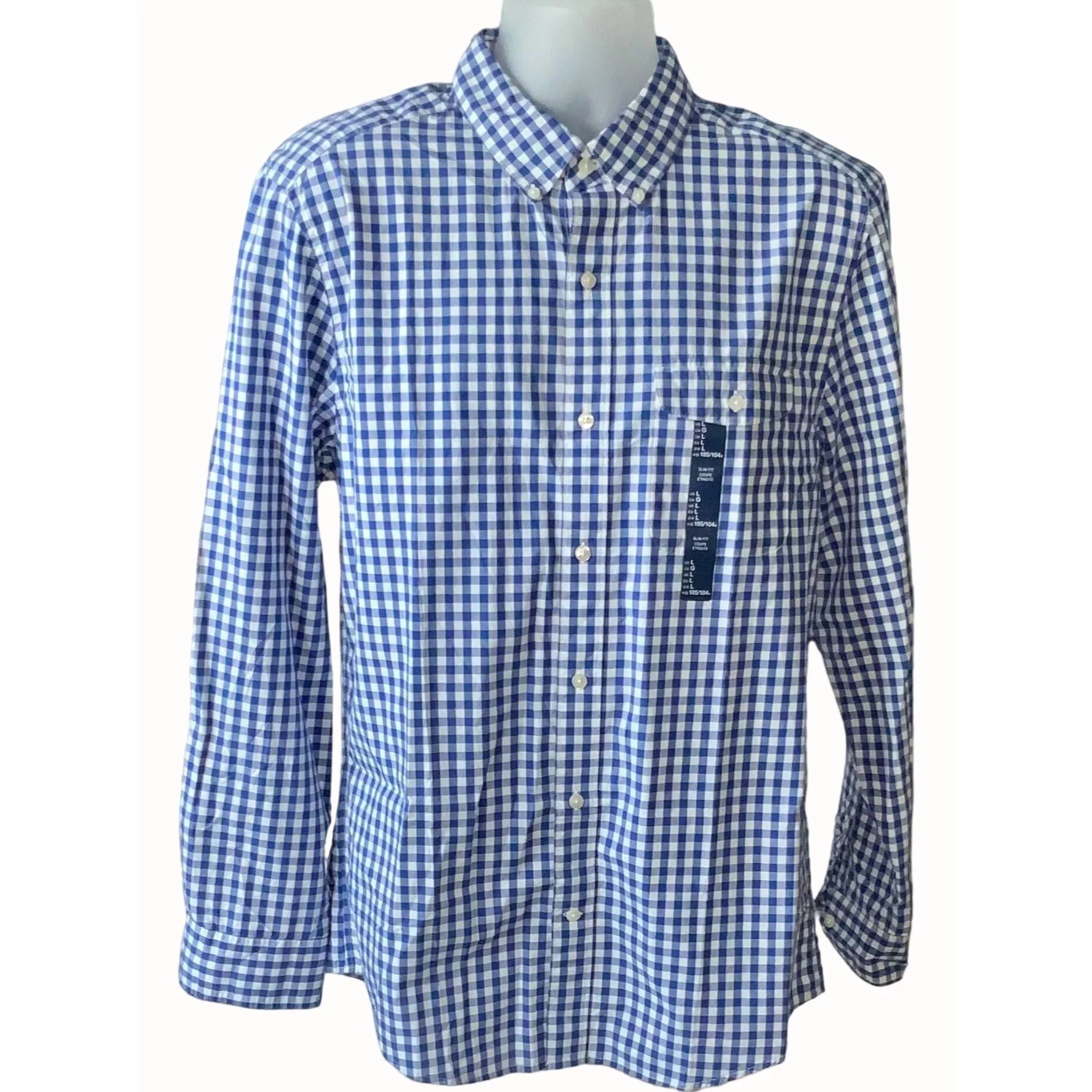 Gap Shirts Button Ups Gap Blue White Gingham Checkered Long Sleeve Button Down Shi