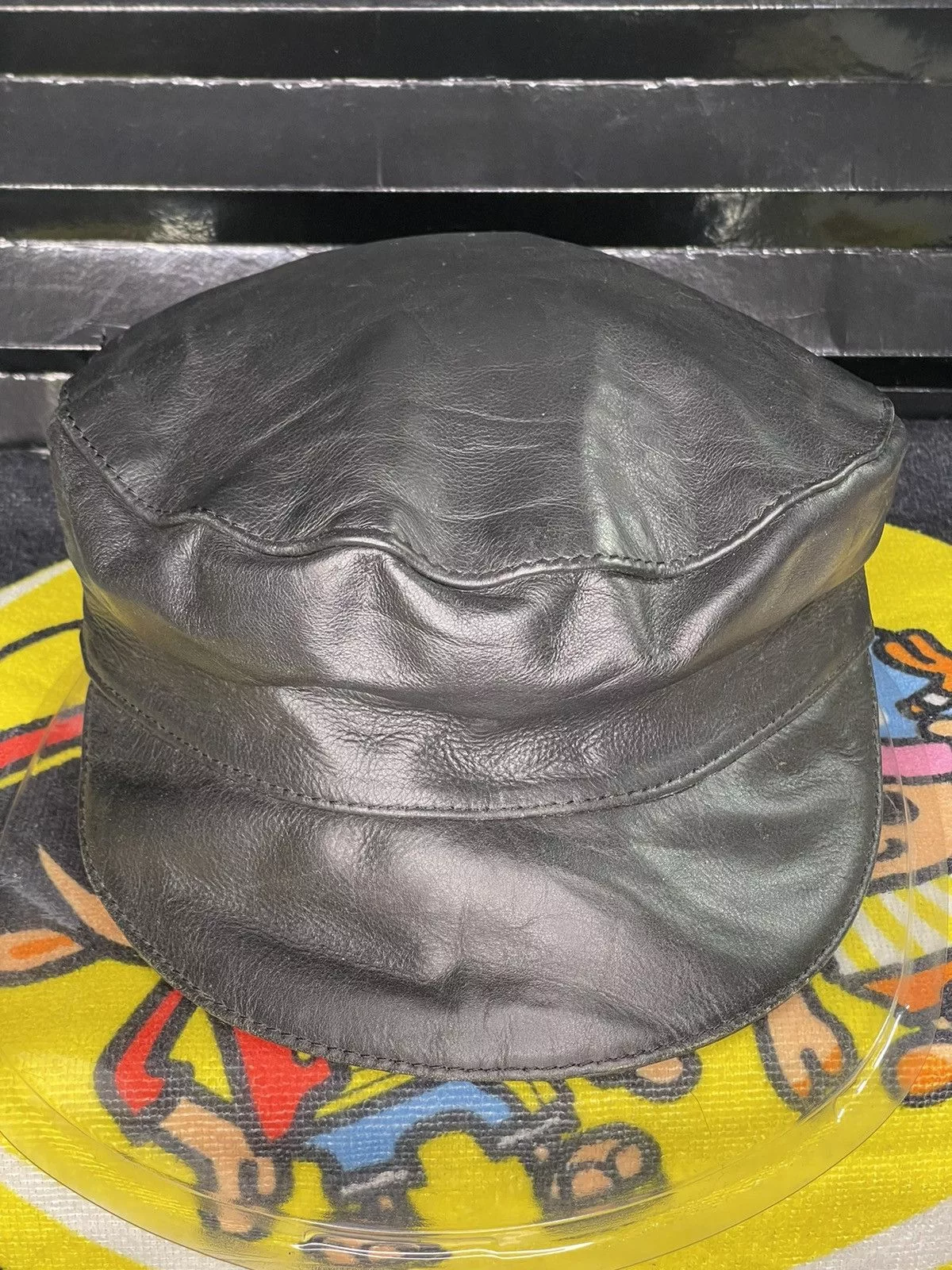 Leather Hats BLACK LEATHER HAT NEWSBOY