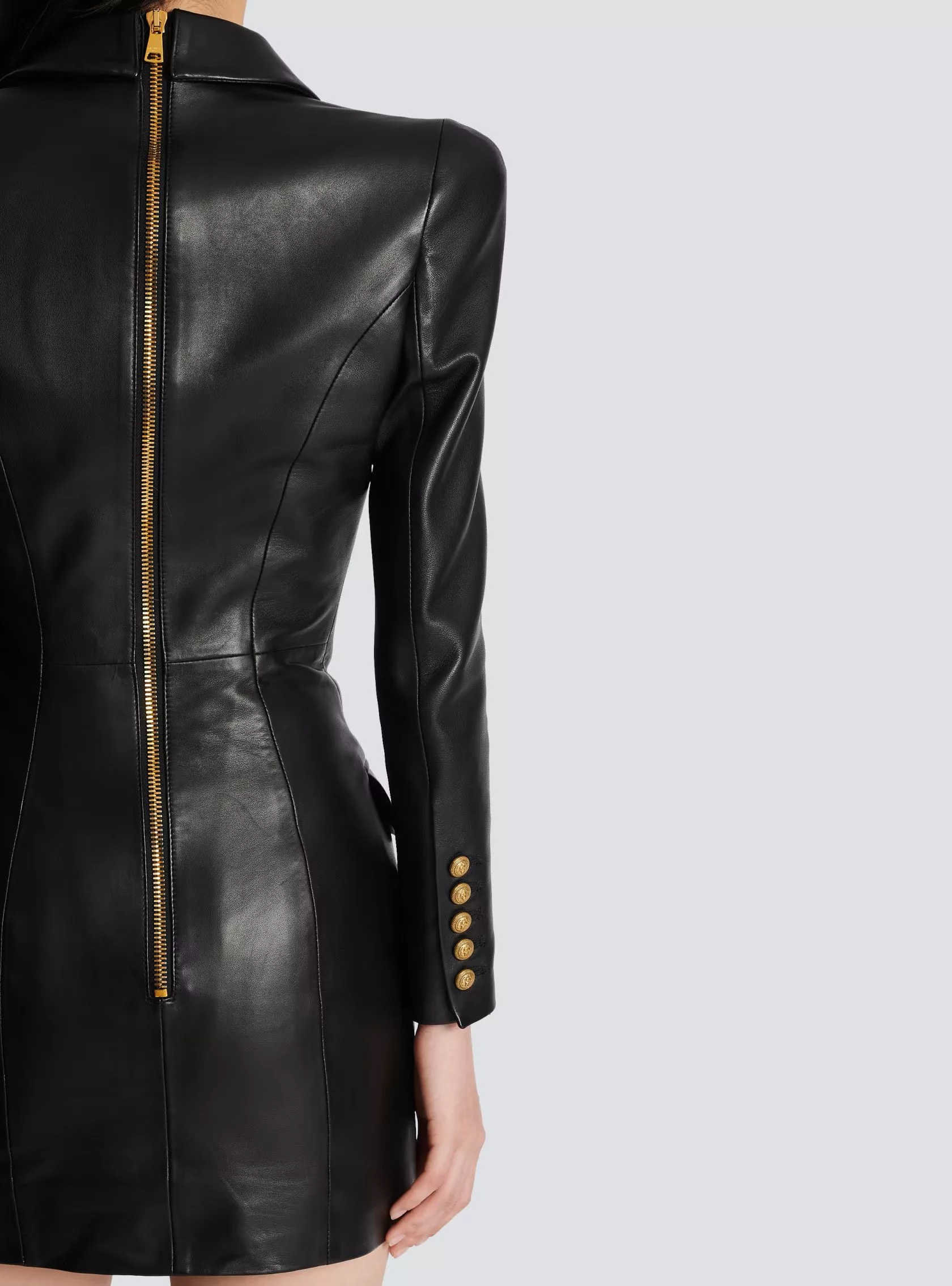 Balmain Mini Dresses Balmain o1w1db10624 Leather Blazer in Black