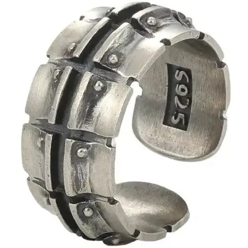 Vintage Rings Vintage S925 Mechanical Pattern Ring Silver Streetwear