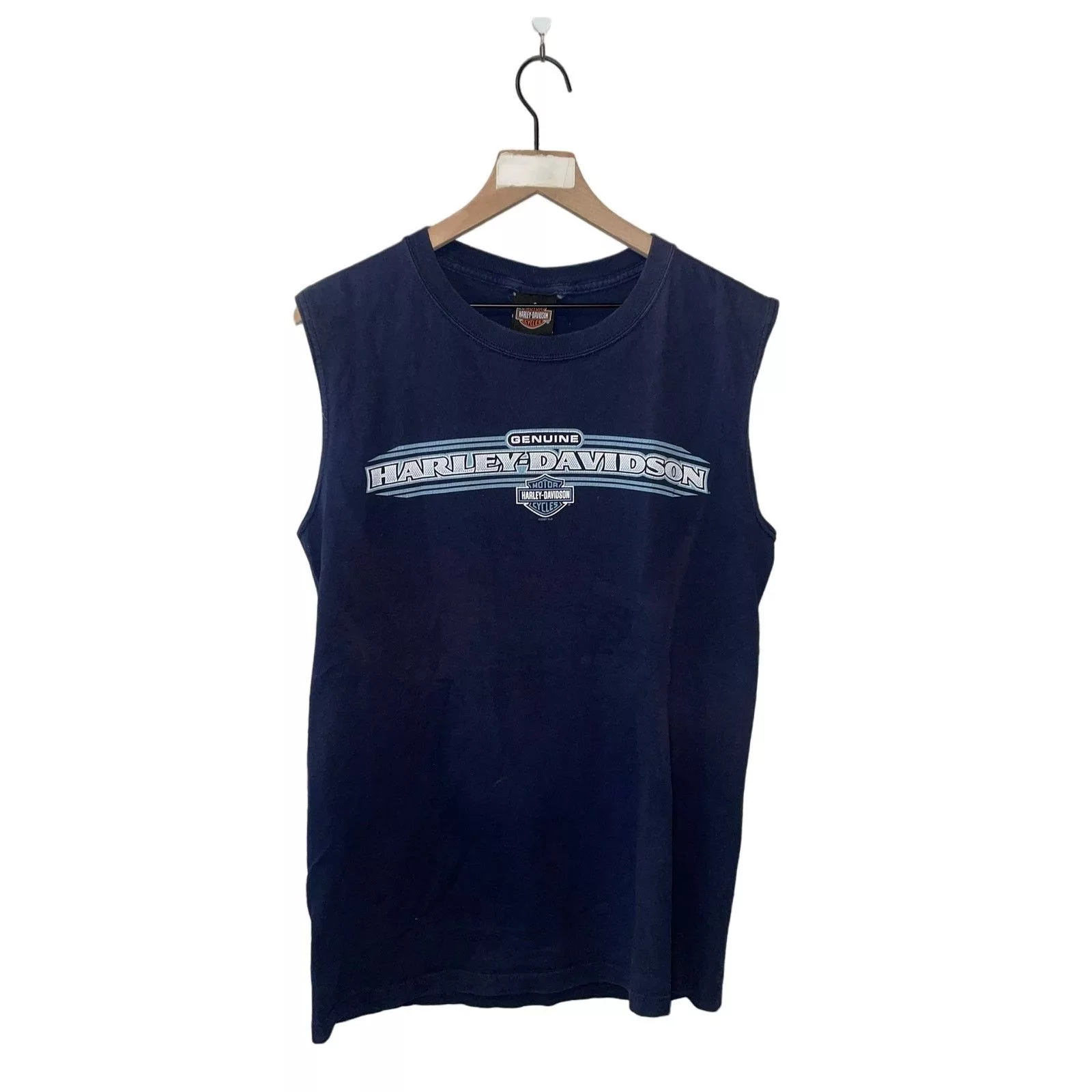 Harley Davidson Short Sleeve T Shirts 2000s Harley Davidson Vancouver BC Canada Tank Sleeveless M Blue