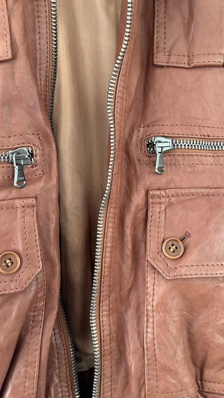 Prps Leather Jackets PRPS LEATHER BIKER MADE IN ITALY Brown
