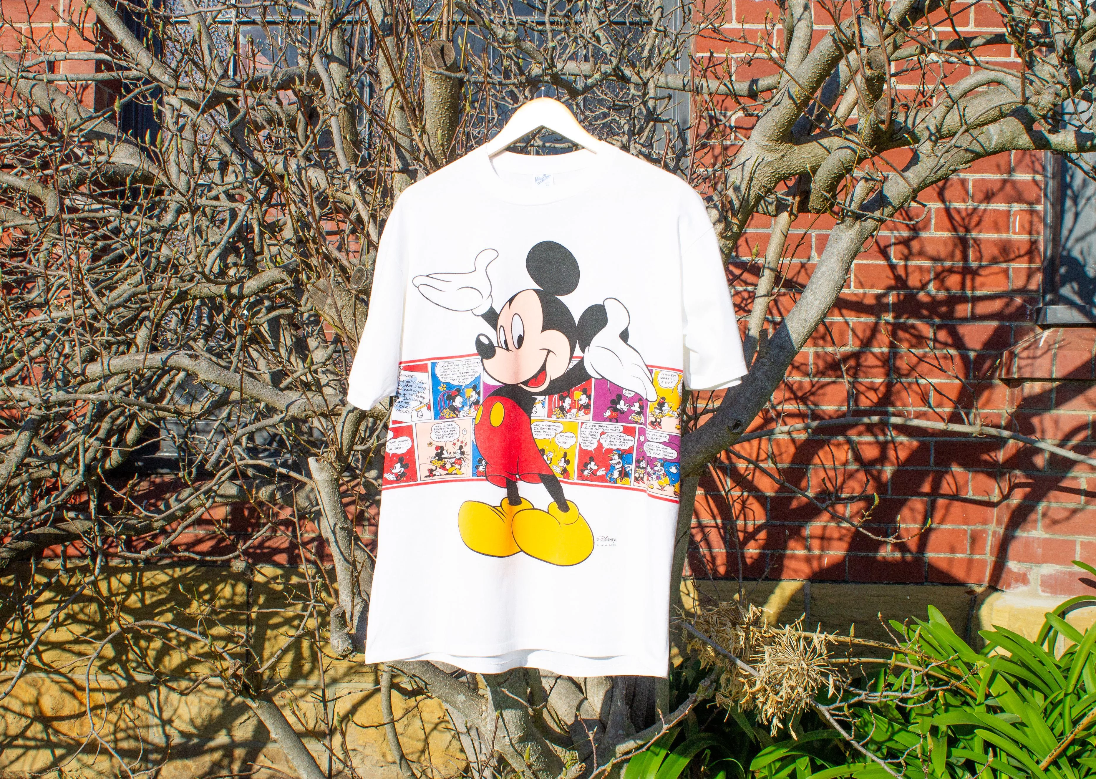 Velva Sheen Short Sleeve T Shirts Velva Sheen 90's Comic Mickey Mouse T-Shirt White