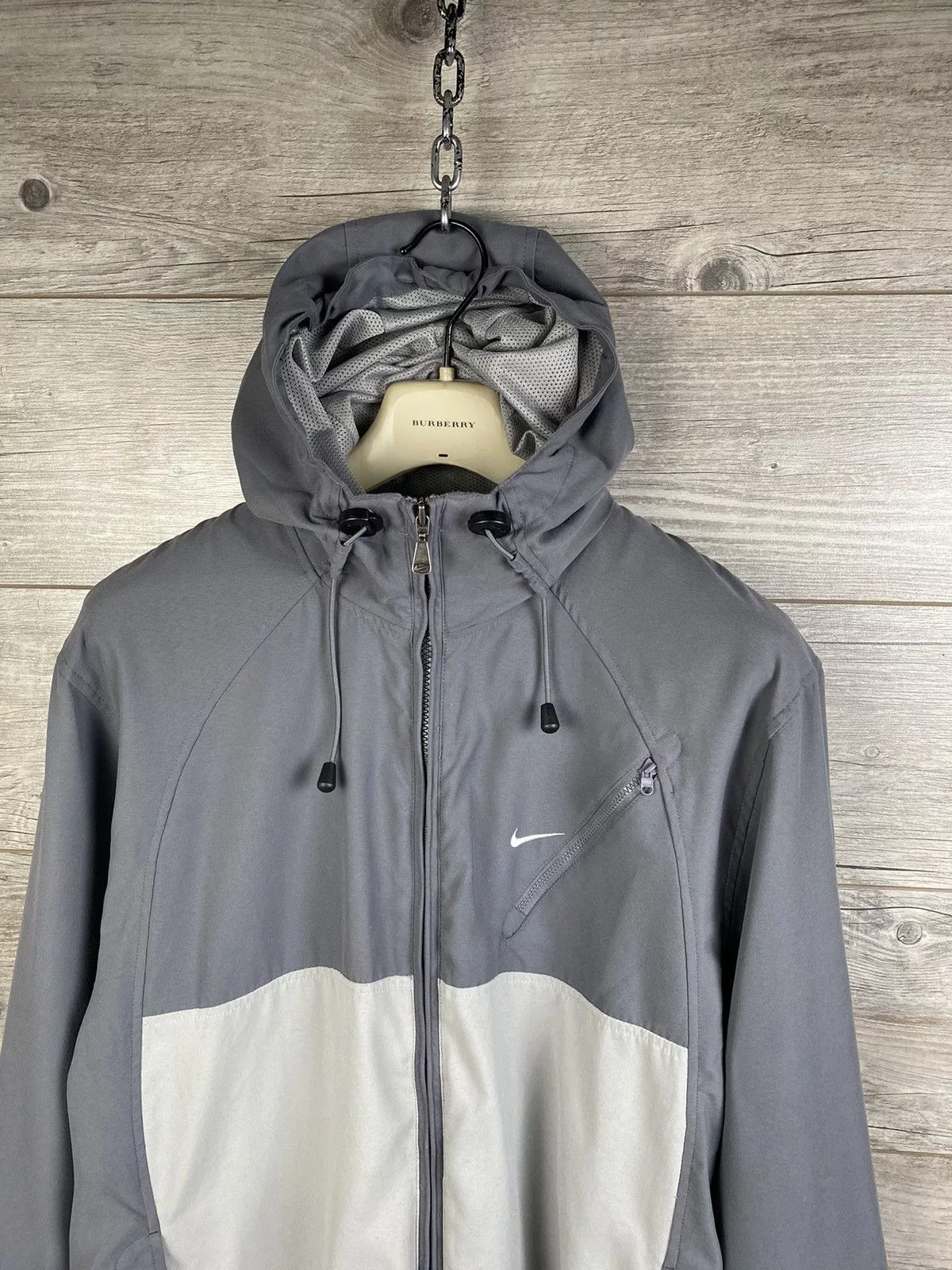 Nike Light Jackets Nike × Vintage Vintage Nike windbreaker with drawstring Y2K Gorpcore style Gray Streetwear