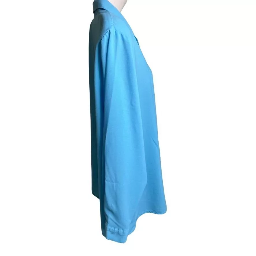 Other Blouses Other Womens Button Down Dress Blouse Lightweight Blue Top Plus Si