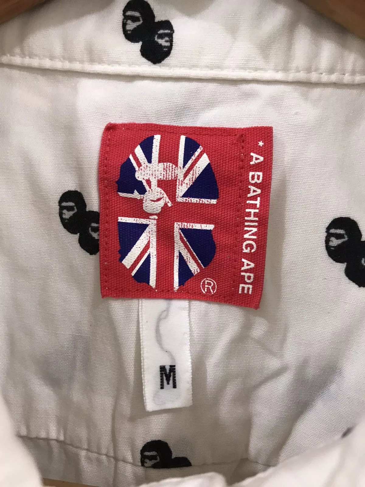 Bape Shirts Button Ups Bape Bathing Ape Flag Tag Shirt White
