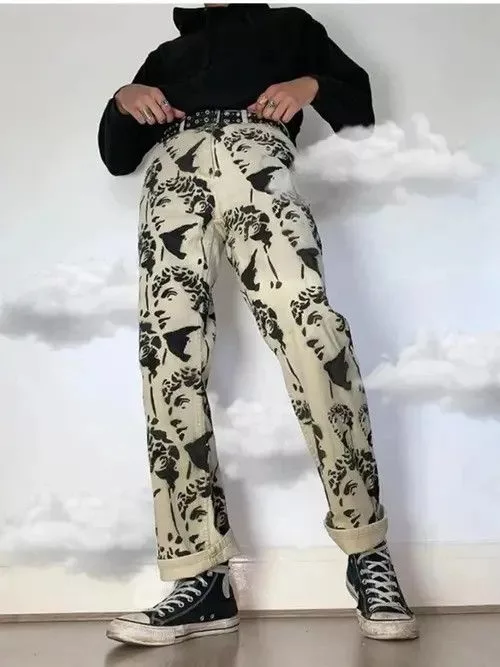Jean Casual Pants Men's White Avant-Garde