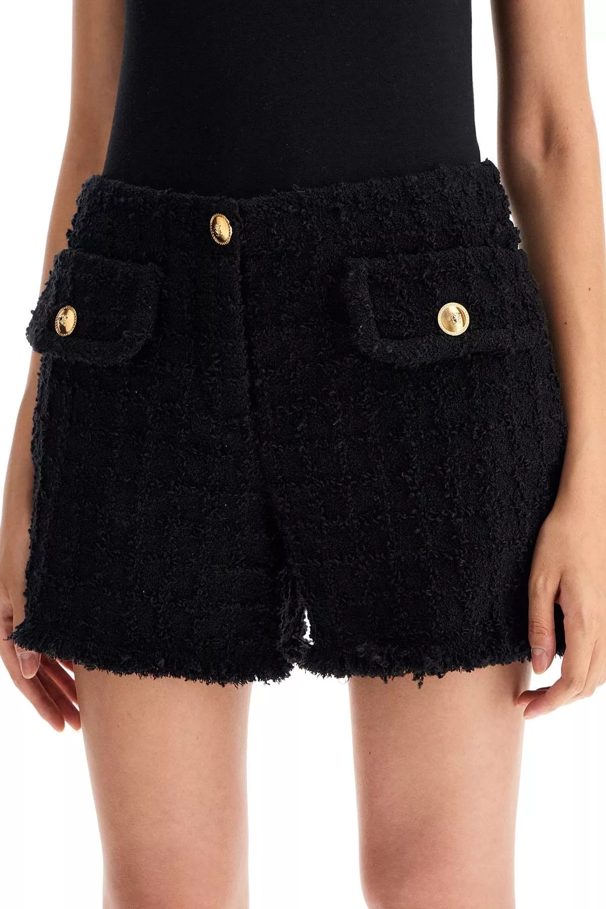 Versace Shorts VERSACE "Heritage Tweed Mini Shorts Black