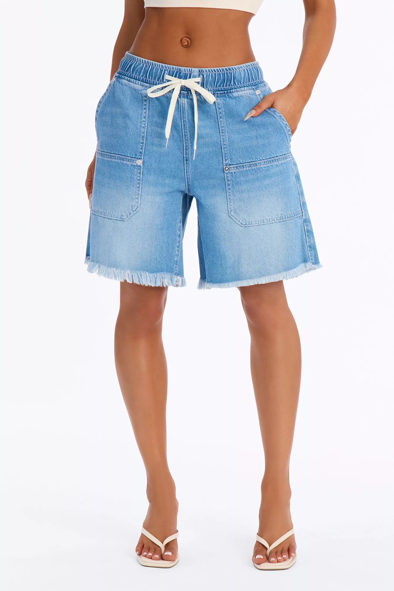Outer Banks Pull On Denim Shorts - Medium Wash