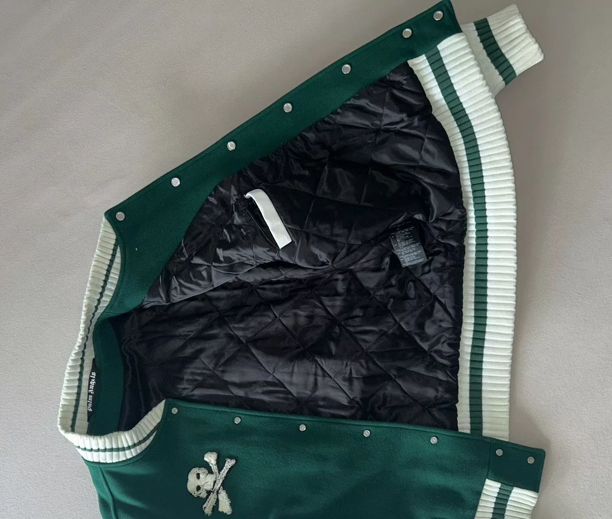 Palm Angels Leather Jackets Palm Angels Varsity Jacket Green
