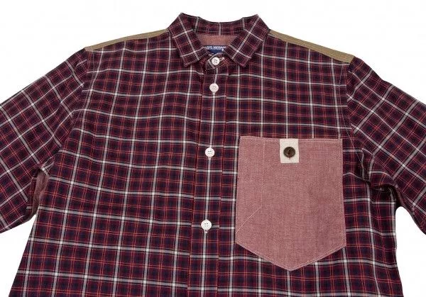 Junya Watanabe Shirts Button Ups Junya Watanabe Shirt Paneled Check Switch Long Sleeve Red