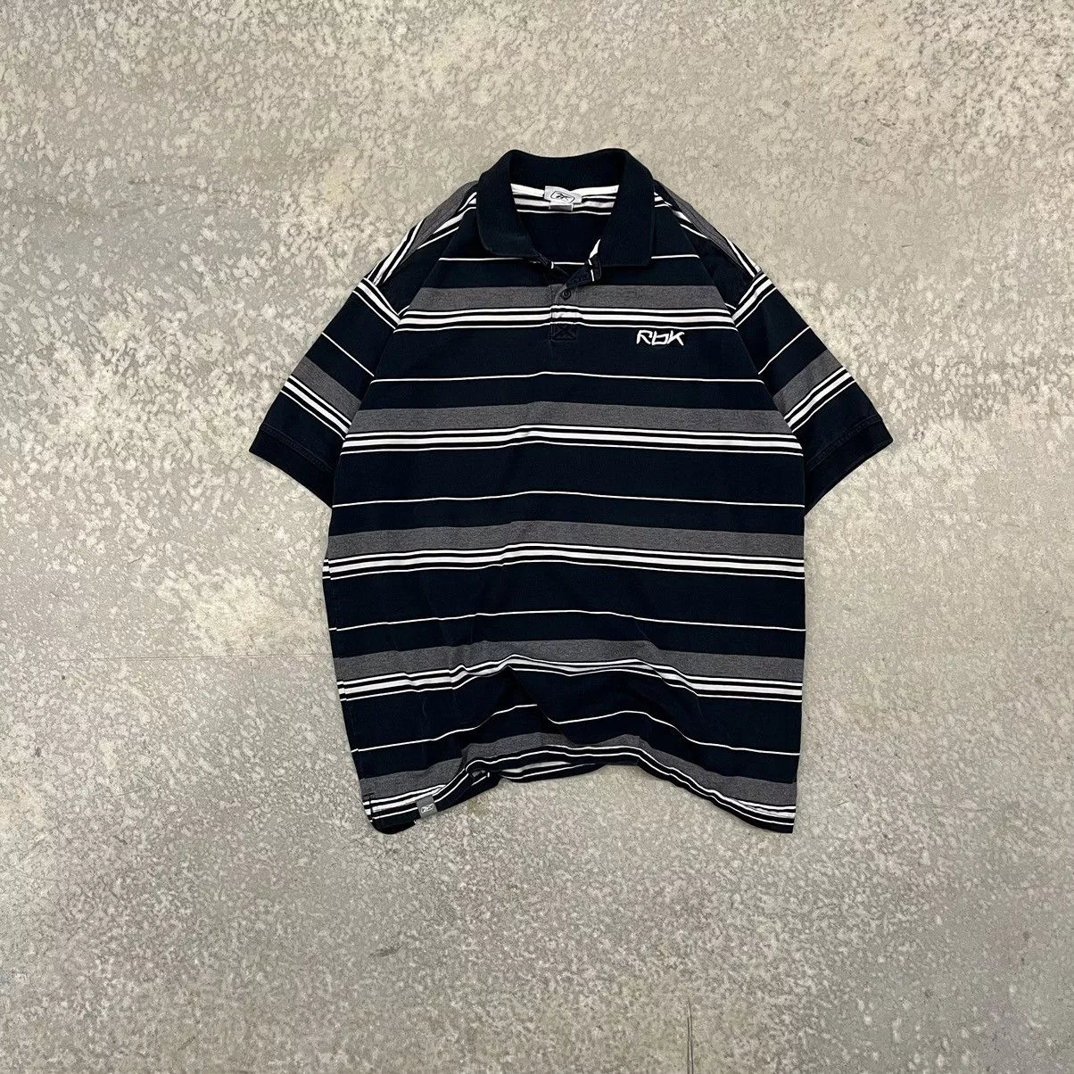 Reebok Polos Reebok × Vintage Y2K Reebok Striped Polo Black Streetwear
