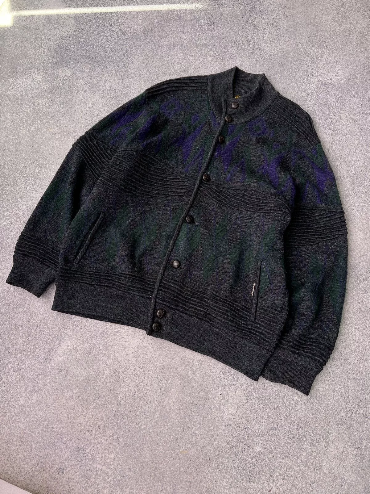 Designer Denim Jackets Designer × Vintage Vintage Geiger Austrian 100% Boiled Wool Cardigan Jacket Multi
