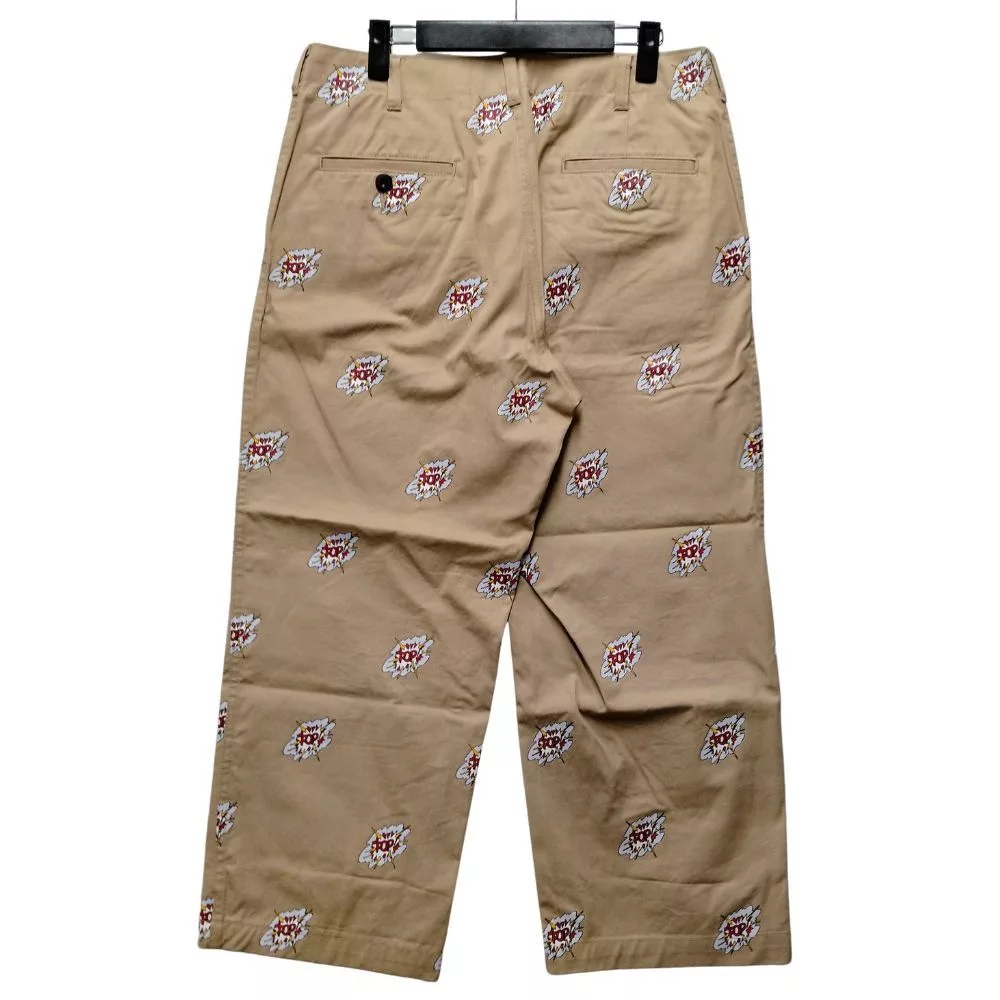 Comme des Garcons Cropped Pants Printed Pattern Cotton Beige