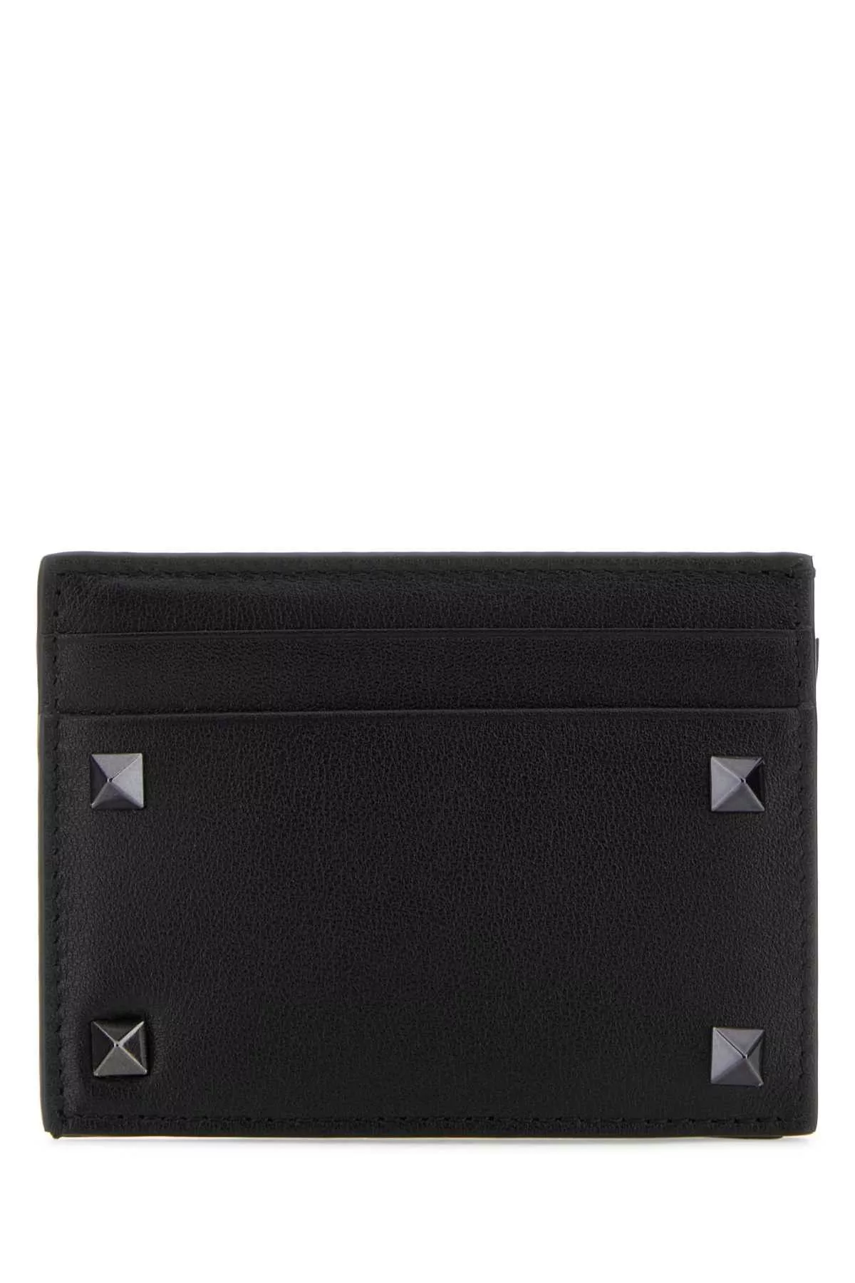 Valentino Wallets Valentino Black Leather Rockstud Card Holder Multi