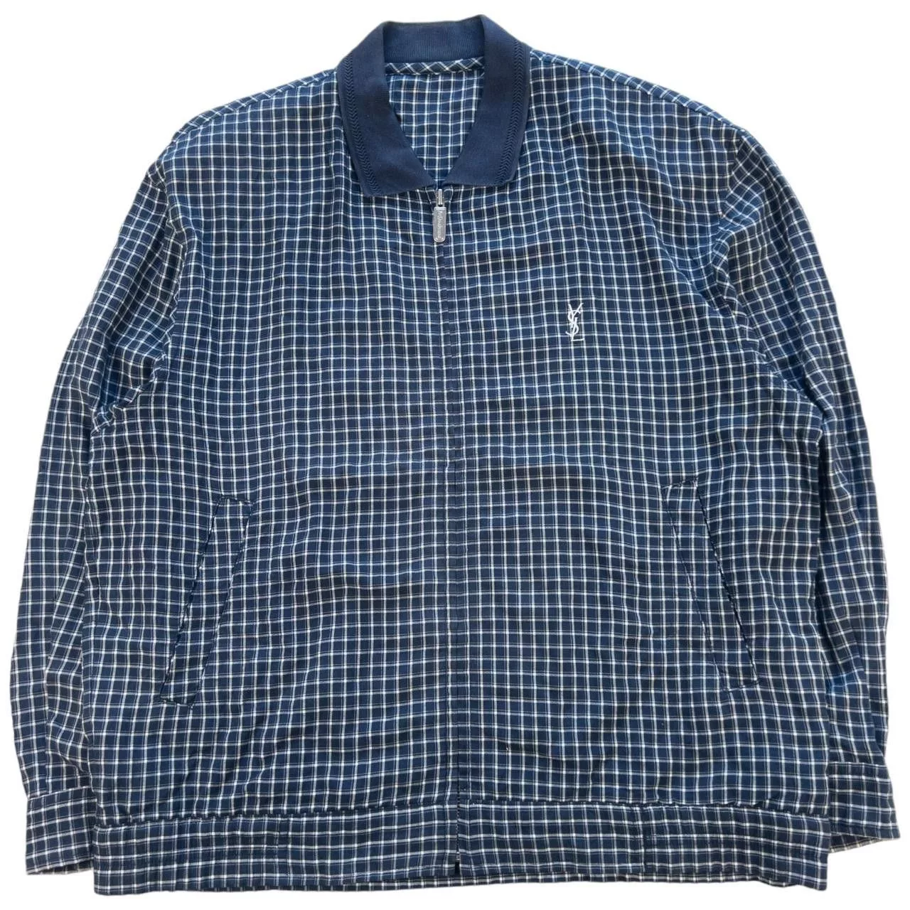 Yves Saint Laurent Light Jackets Vintage YSL Yves Saint Laurent Checkered Jacket Size L Blue