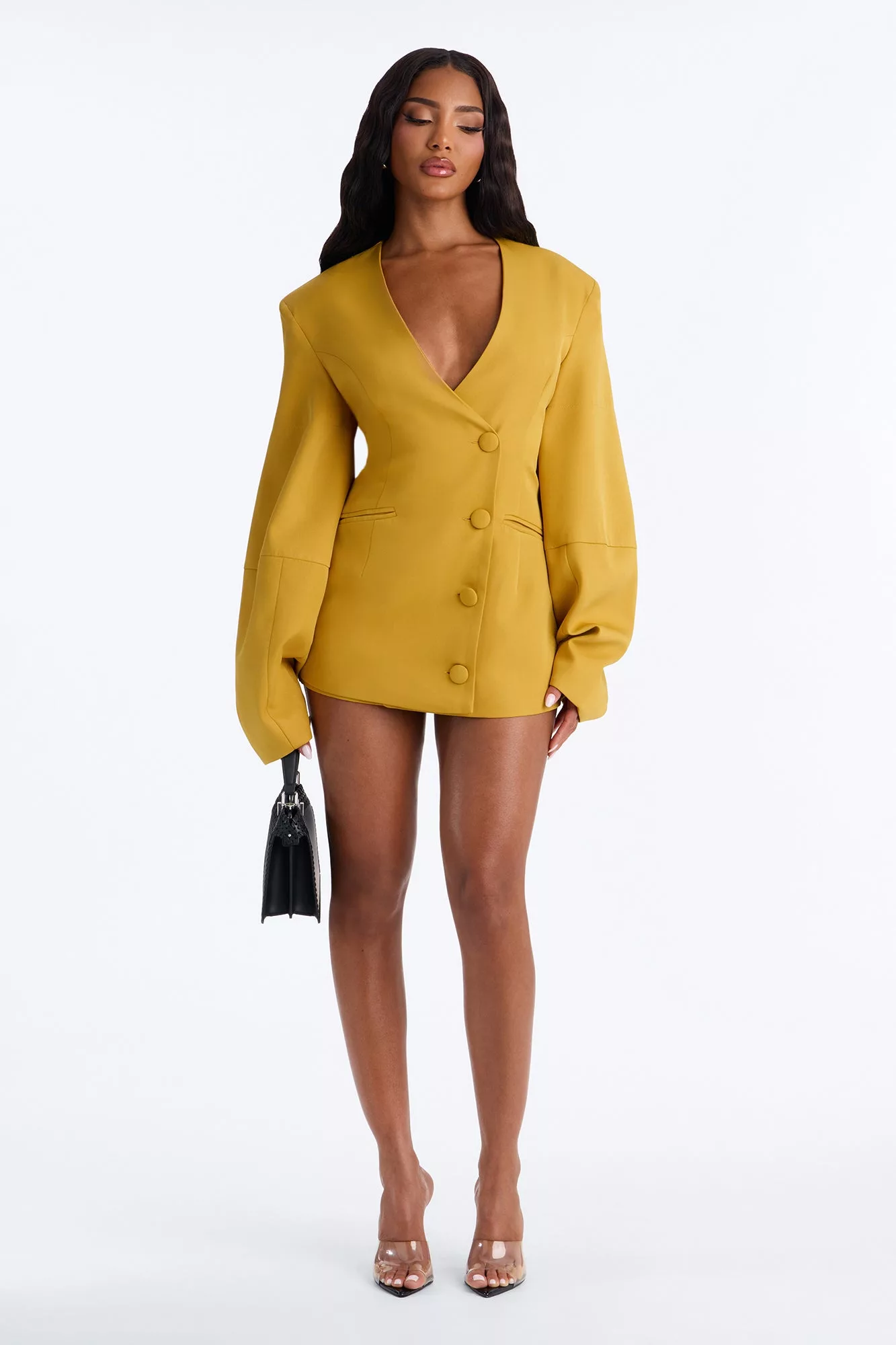 Sweet & Smart Barrel Sleeve Blazer - Chartreuse