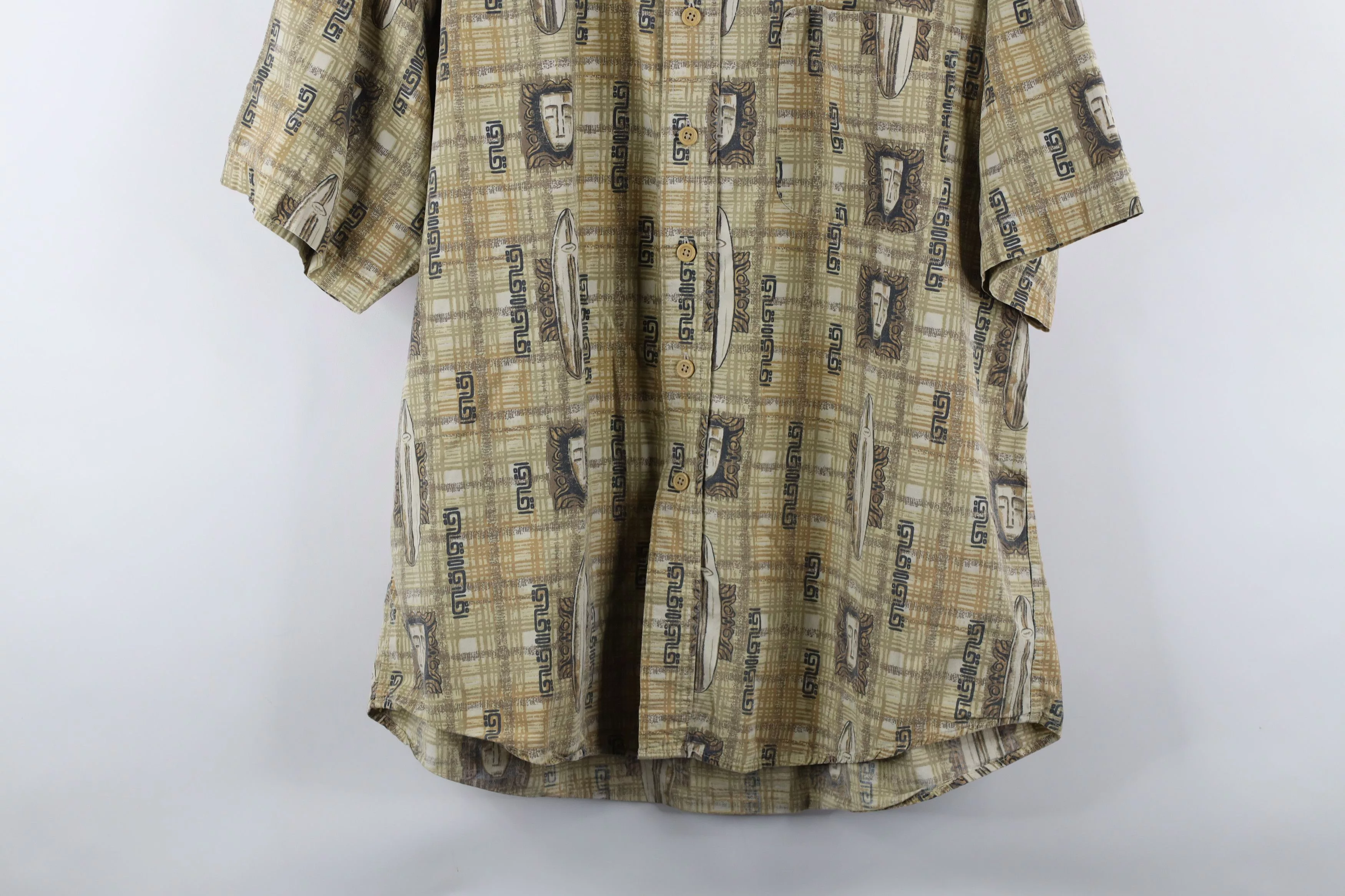 Vintage Shirts Button Ups Vintage 90s Streetwear Surfboard Collared Button Down Shirt Multi
