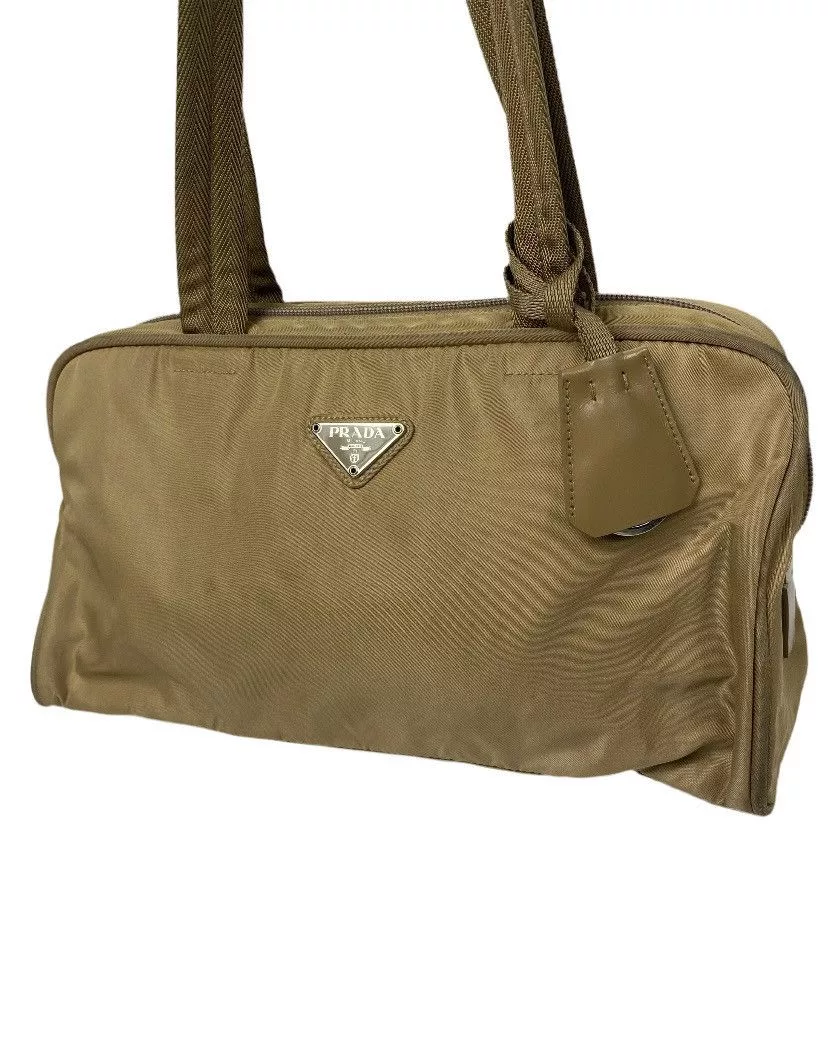 Prada Shoulder Bags Prada Tessuto Nylon Shoulder Bag Beige