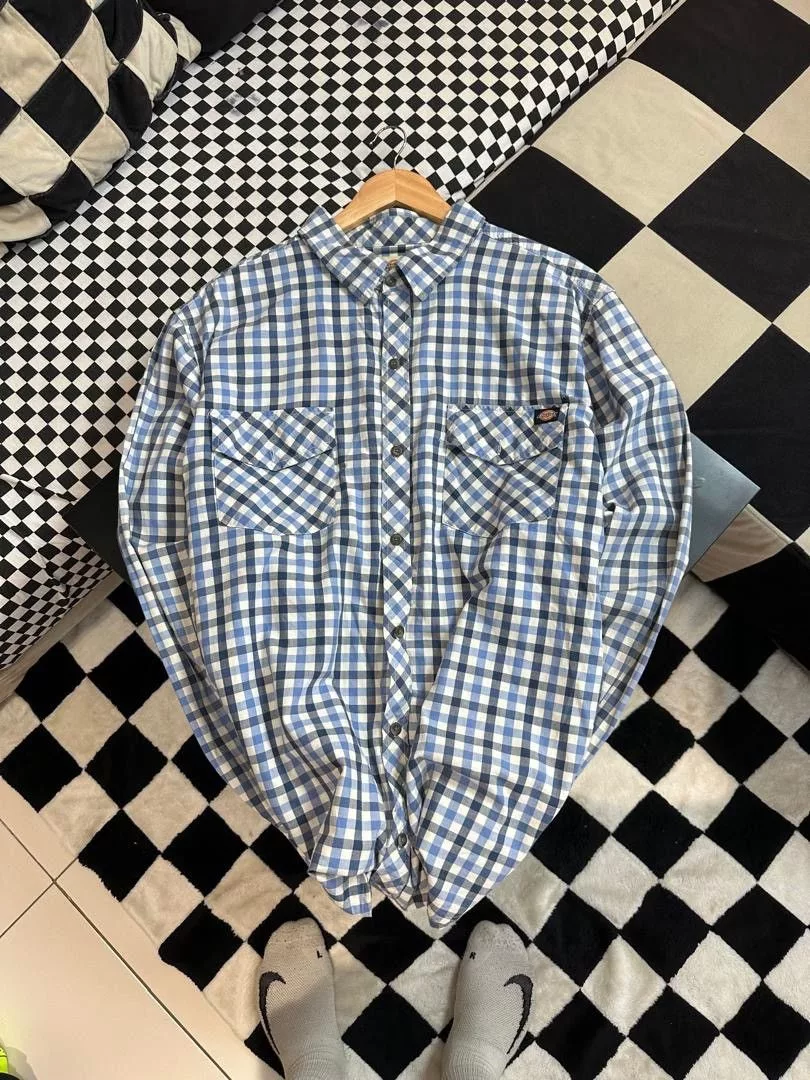 Dickies Shirts Button Ups Dickies × Vintage DICKIES CHECKERED BUTTON UP SHIRT Blue Streetwear