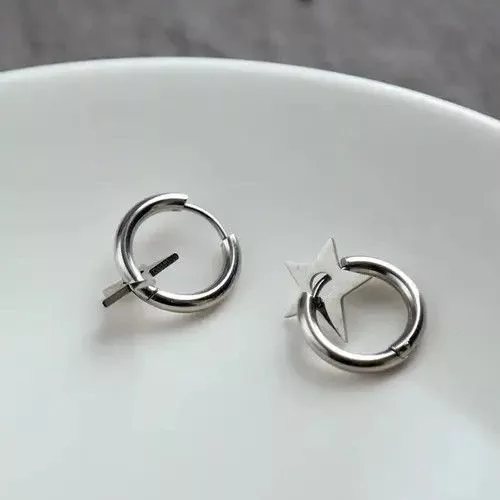 Vintage Jewelry Watches Vintage Retro star stud earrings Silver Streetwear