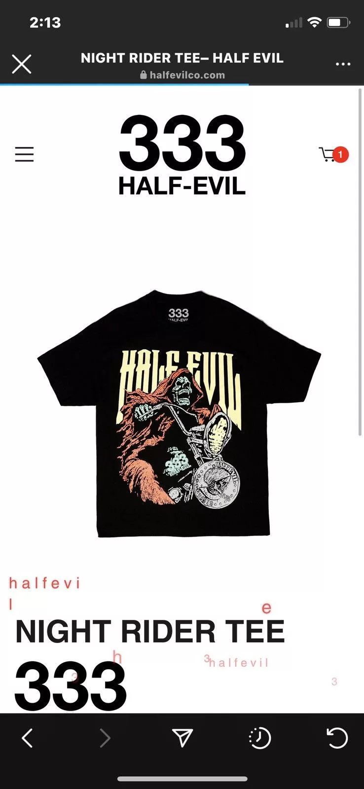 Half Evil Short Sleeve T Shirts Half evil t-shirt Black Streetwear