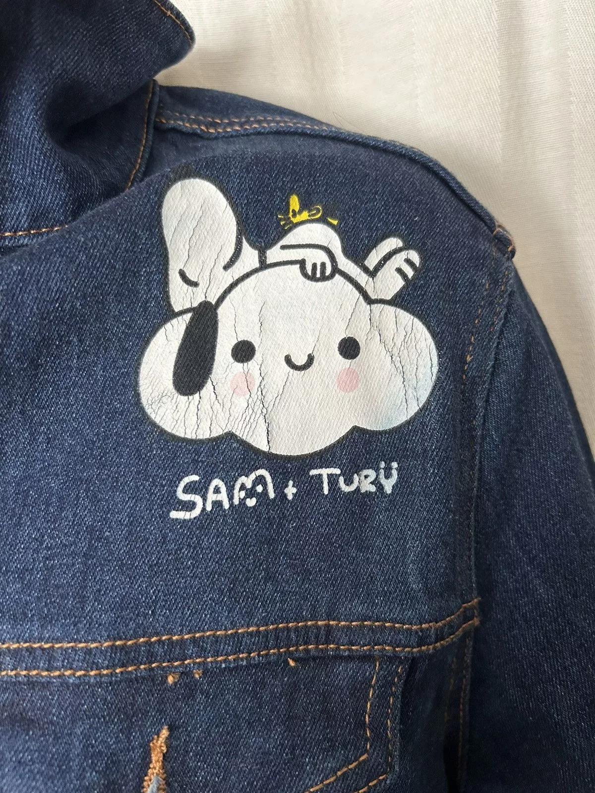 Peanuts Denim Jackets jacket: sam and tury threadfast Peanuts snoopy woodstock lg Blue