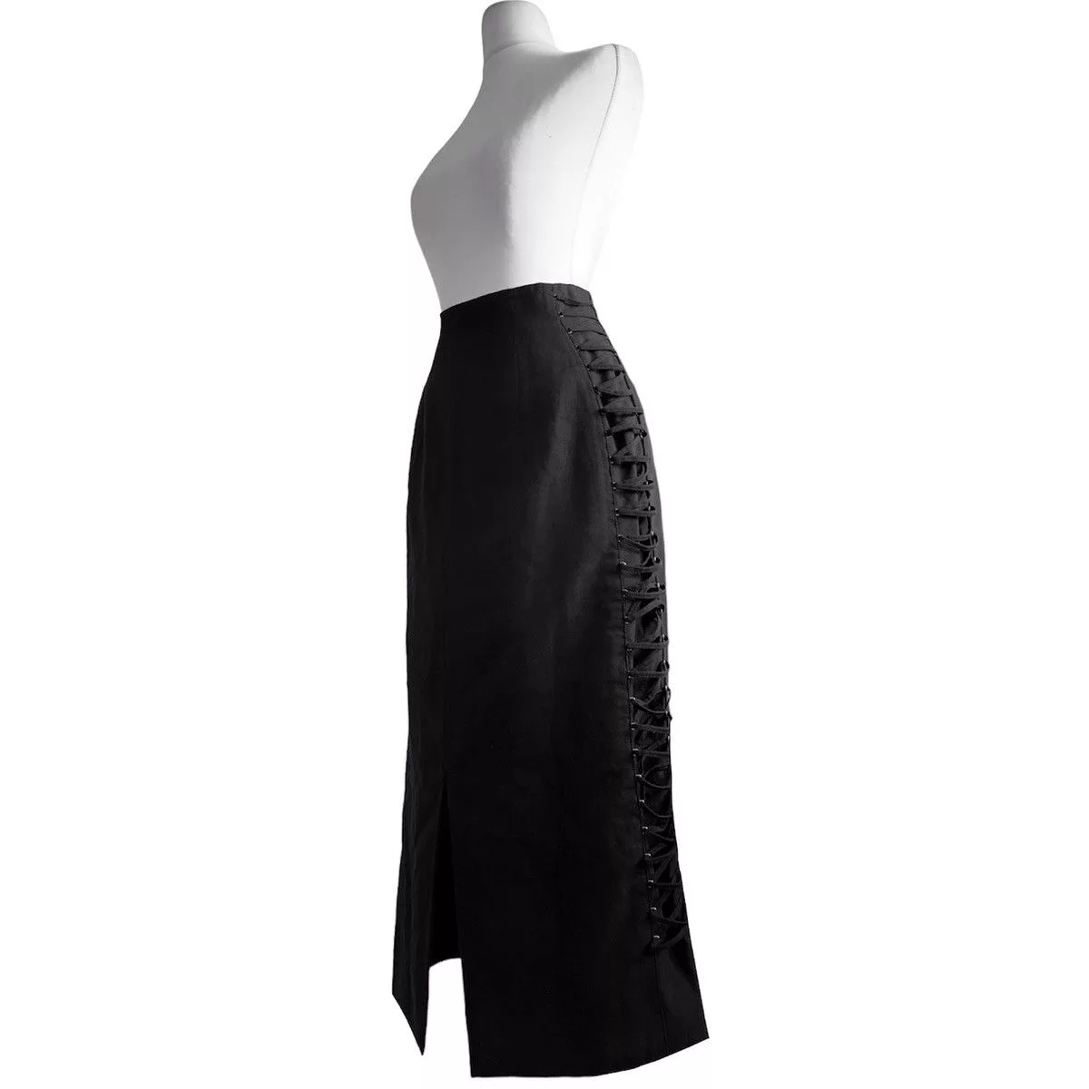 Vintage Maxi Skirts Vintage Maxi asymmetrical witchy skirt with corset details Black Avant-Garde