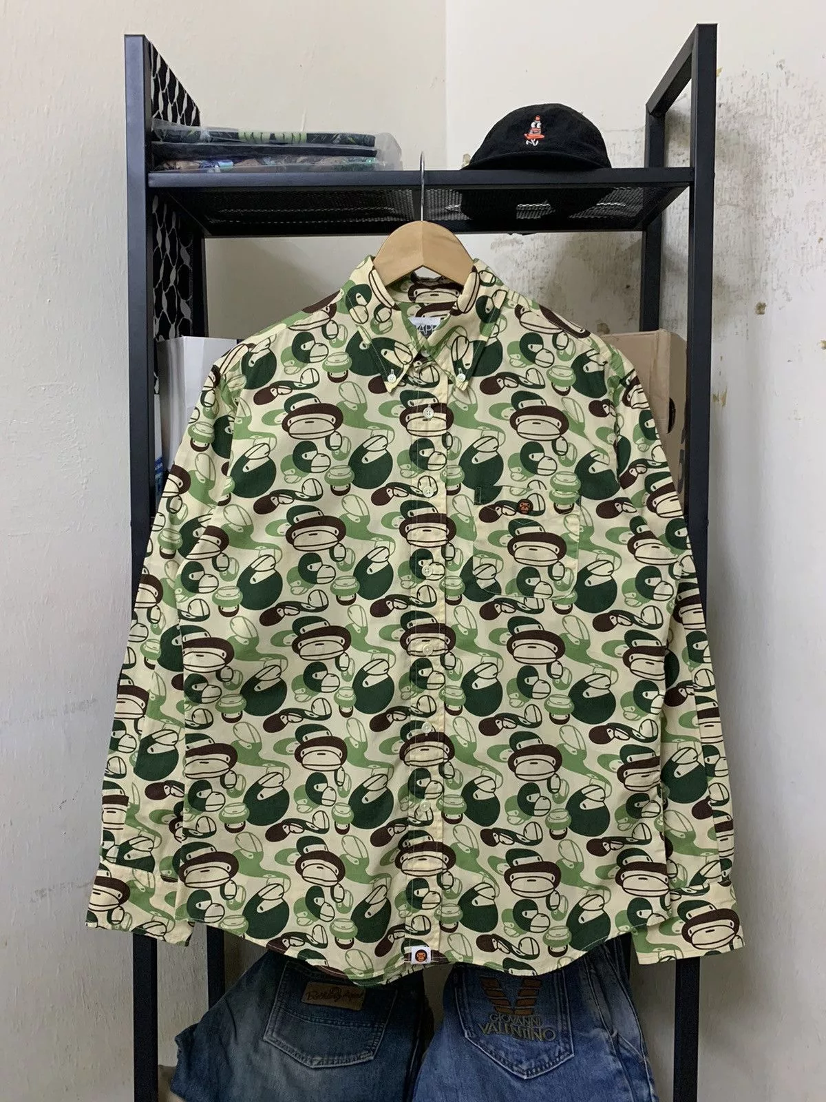 Bape Shirts Button Ups Bape × Nigo Vintage Bape Baby Milo Shirt Green