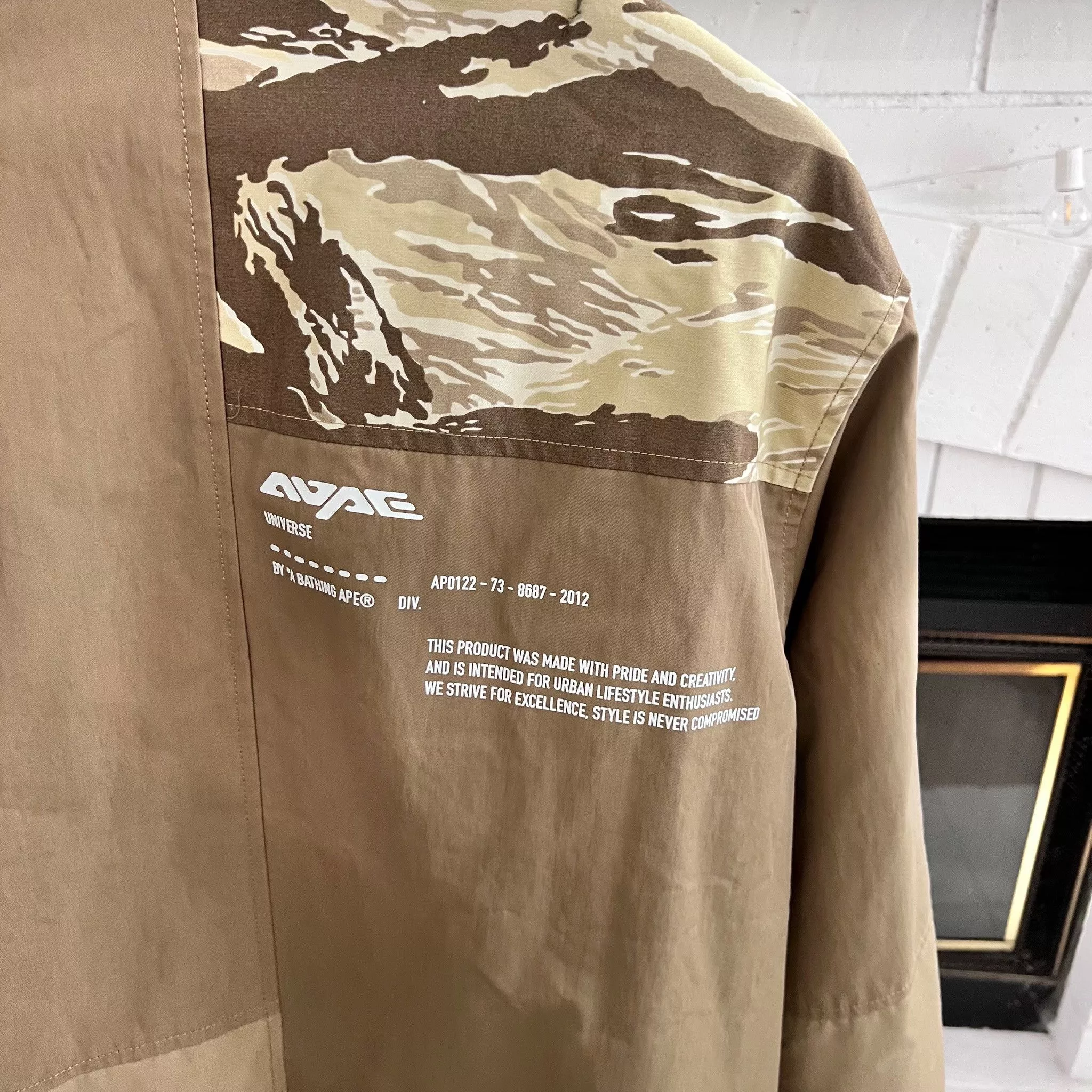 Aape Light Jackets AAPE by Bape Light Beige Khaki Reversible Camo Bomber Jacket Multi
