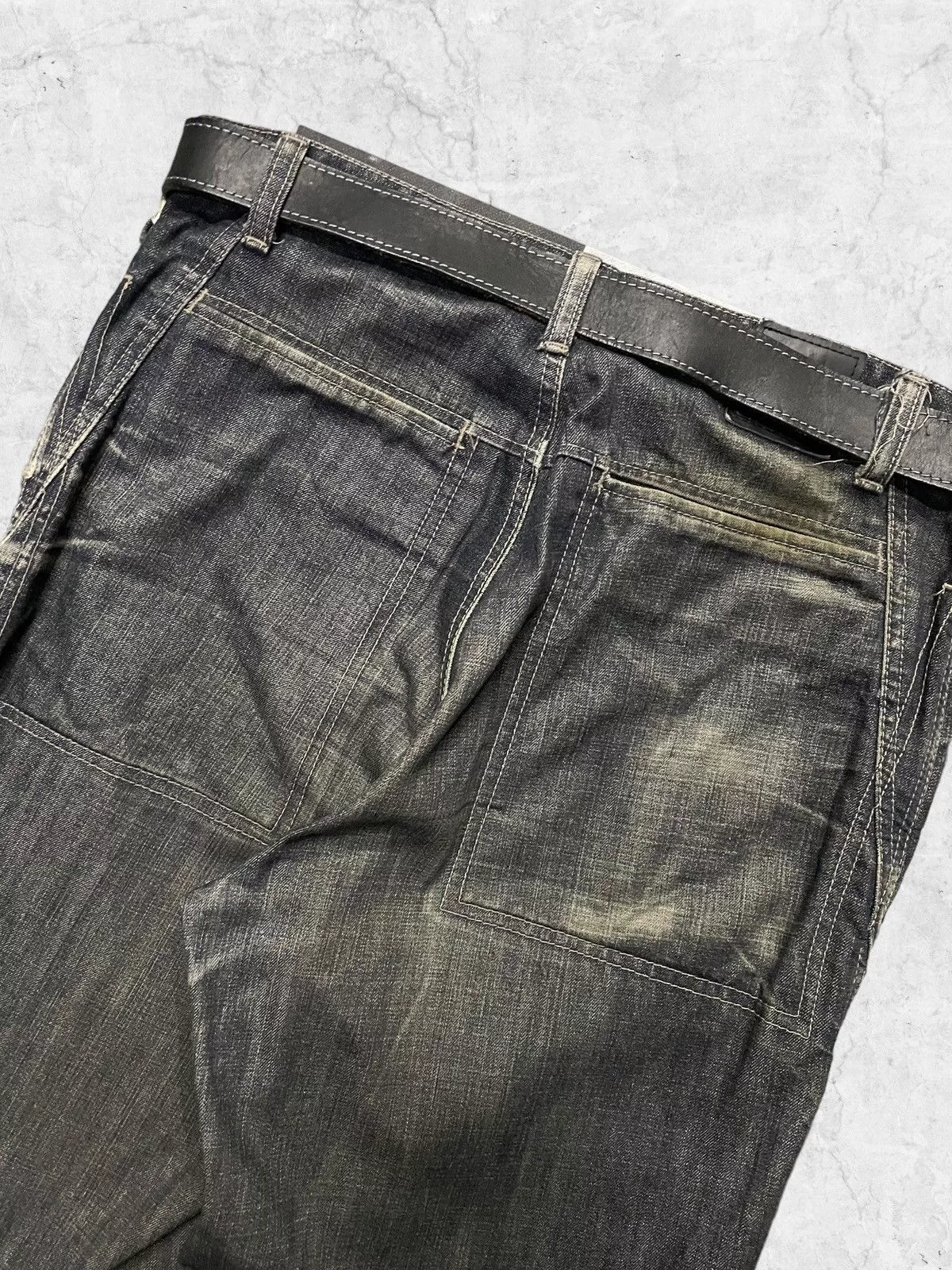 Marithe + Francois Girbaud Denim Marithe + Francois Girbaud × Vintage Y2K Marithe Francois Girbaud Hagi Denim With Leather Belt Gray