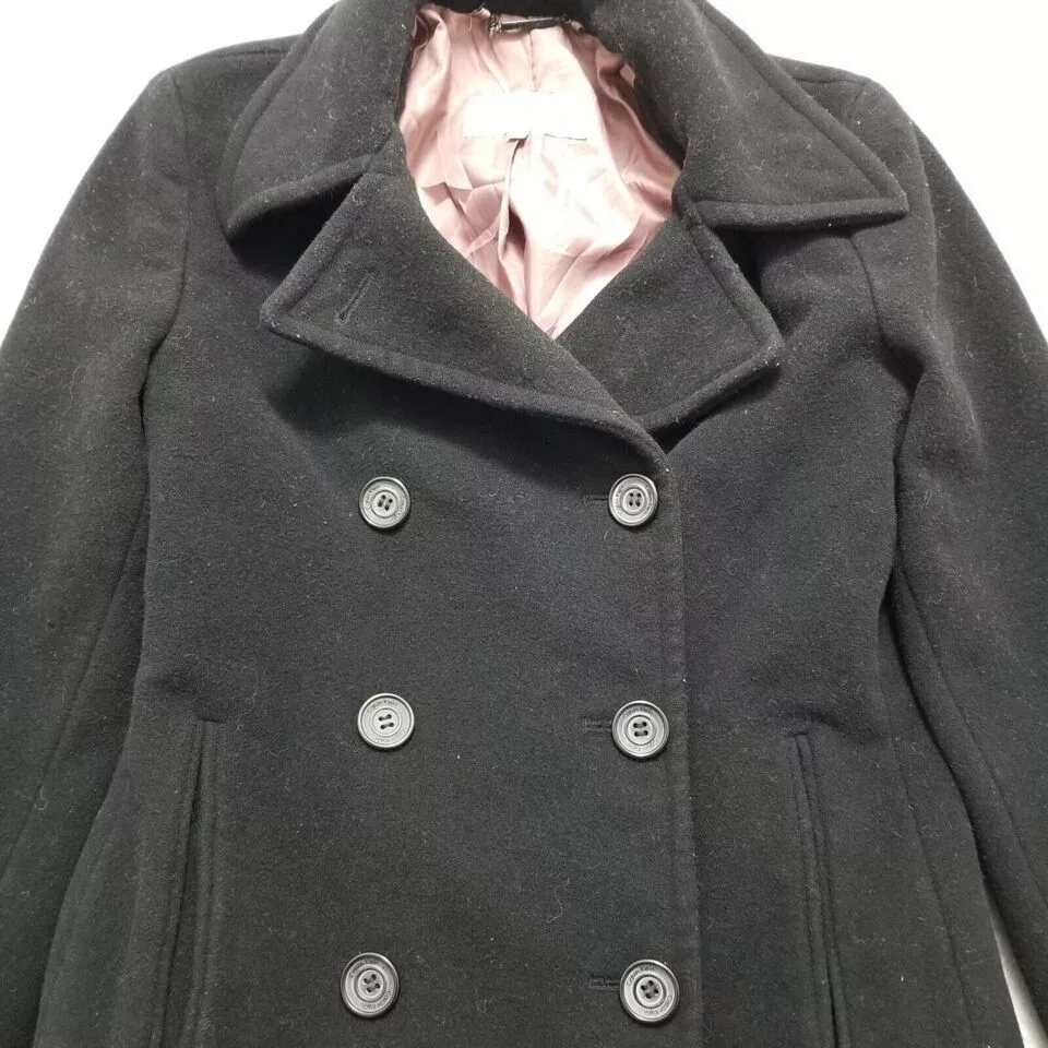 Calvin Klein Jackets Calvin Klein Coat Womens 2P Pockets Buttons Wool Jacket Black