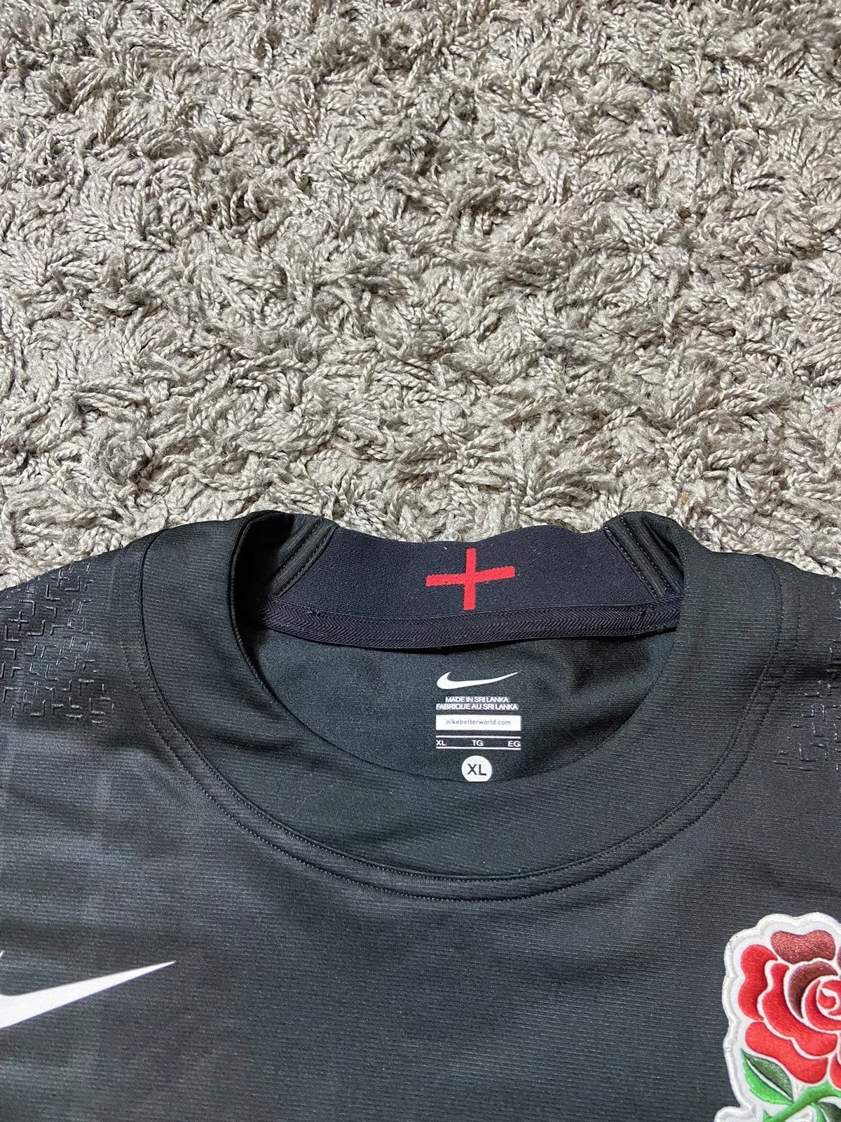 Nike Jerseys Nike × Vintage NIKE REGBY ENGLAND PLAYER ISSUE MATCH PLAYER VERSION JERSEY Black