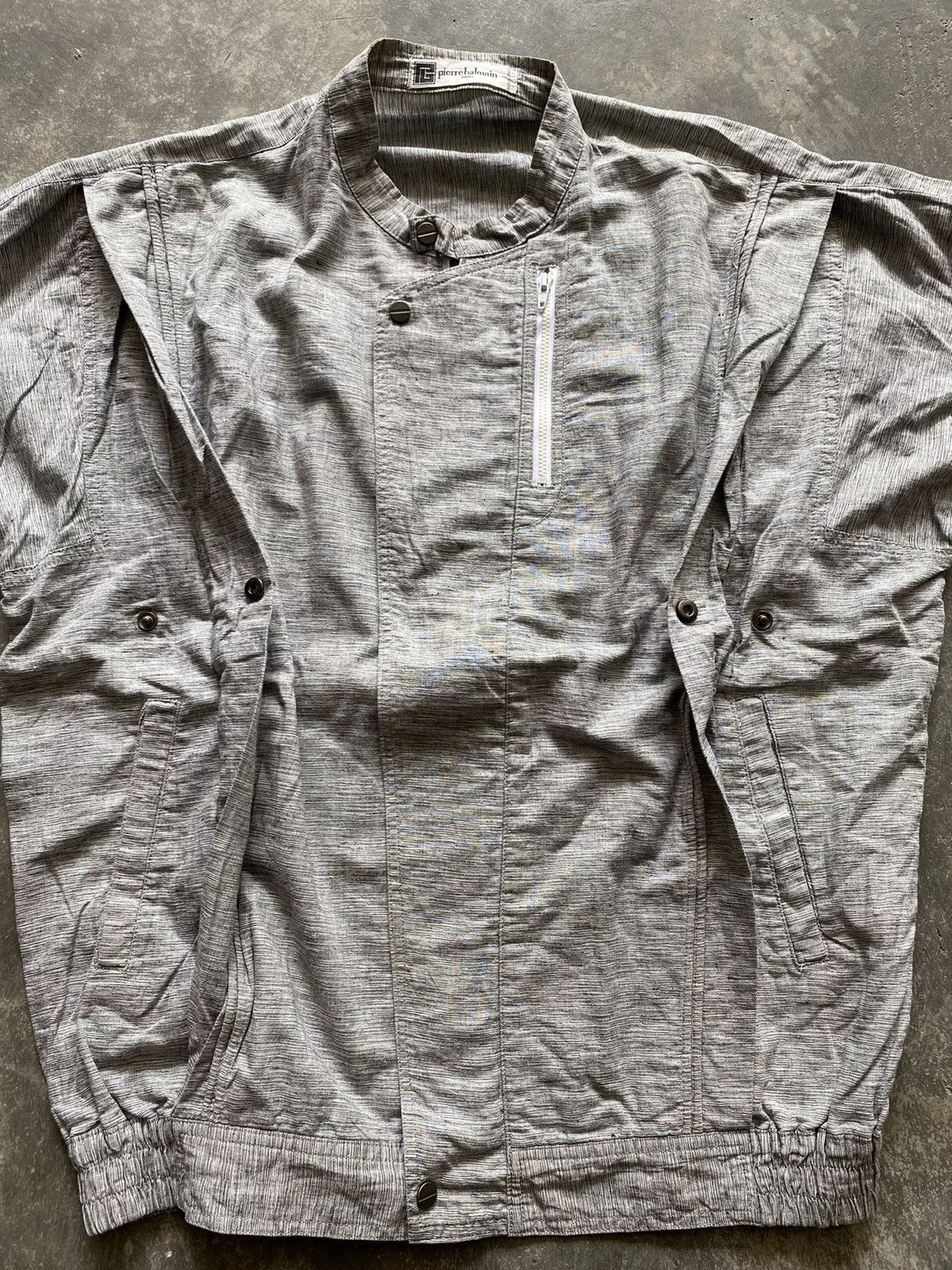 Pierre Balmain Short Sleeve T Shirts Pierre Balmain × Vintage Pierre Balmain Vintage Rare Asymmetry Neck Shirt Gray Luxury