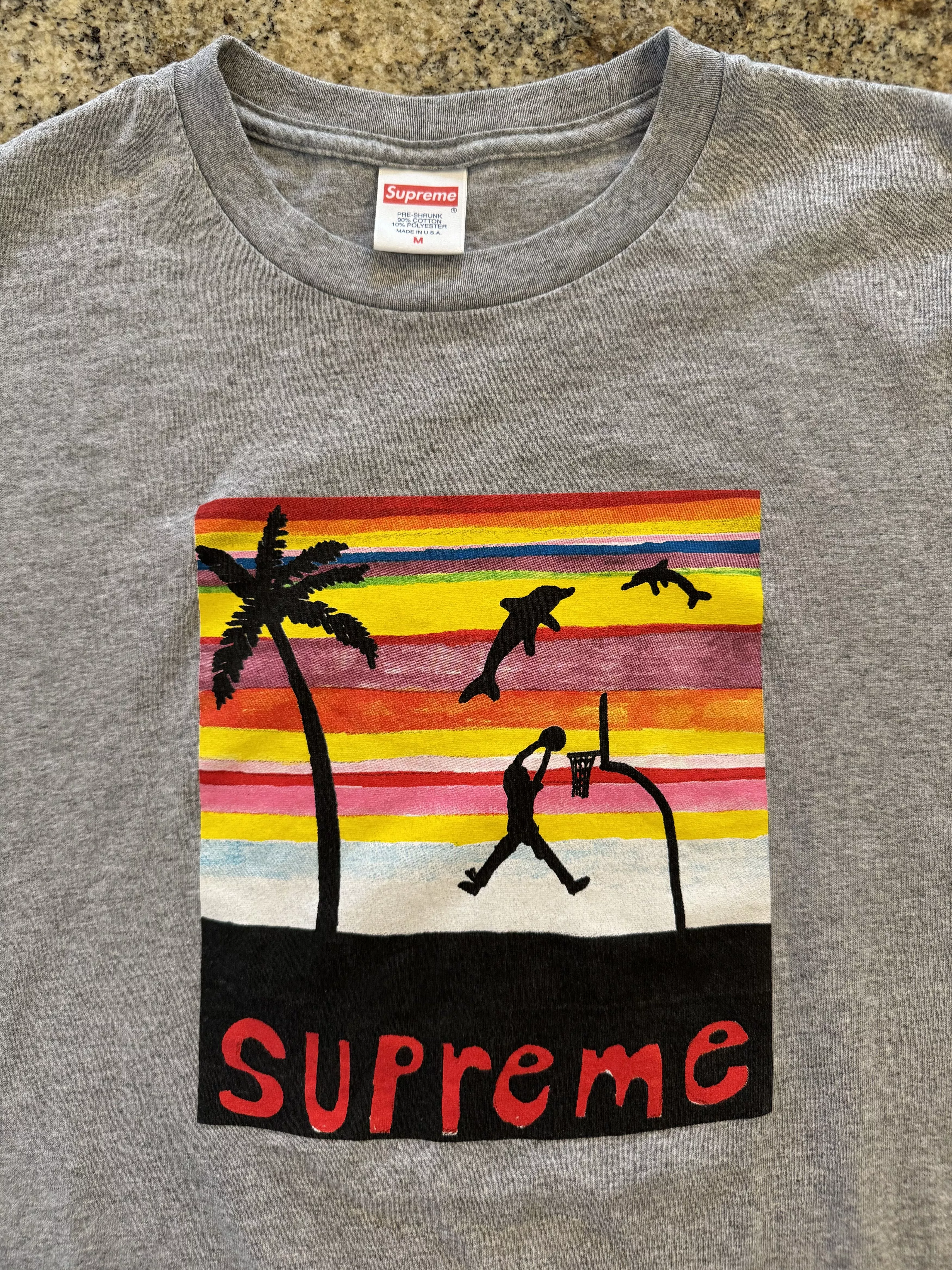 Supreme Short Sleeve T Shirts Supreme Suprme Dunk Tee Gray