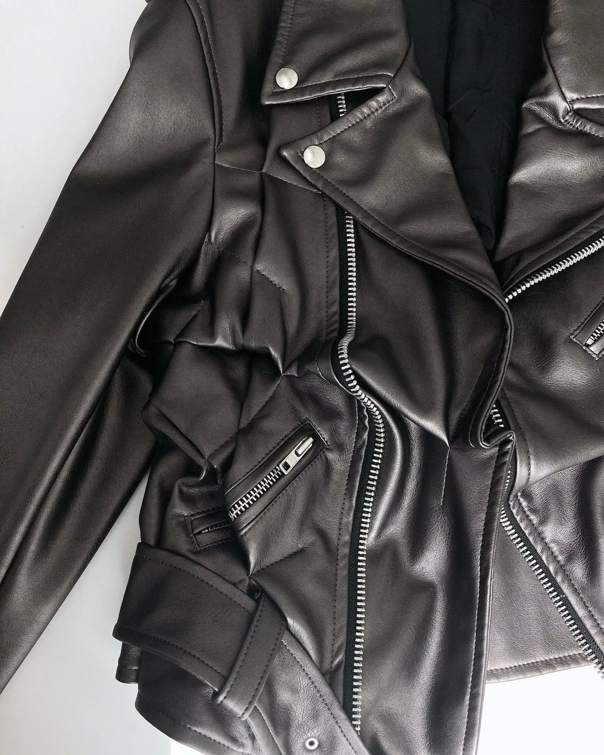 Comme des Garcons Leather Jackets Comme des Garcons × Comme des Garcons Homme Plus × Junya Watanabe ❌ NWT CDG AD2020 homme plus fold stitch Rider Black
