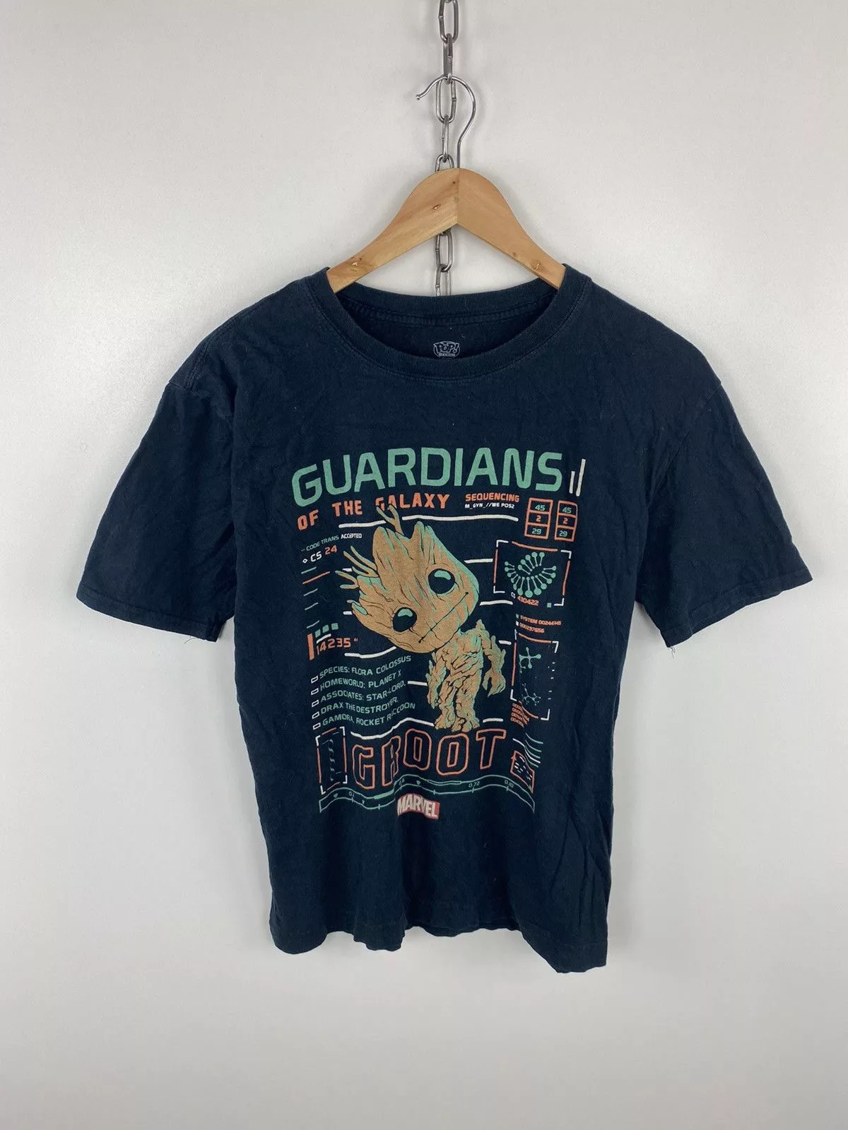 Marvel Comics Short Sleeve T Shirts Marvel Comics × Vintage Vintage Marvel Guardians Of The Galaxy Logo Groot Size S Black