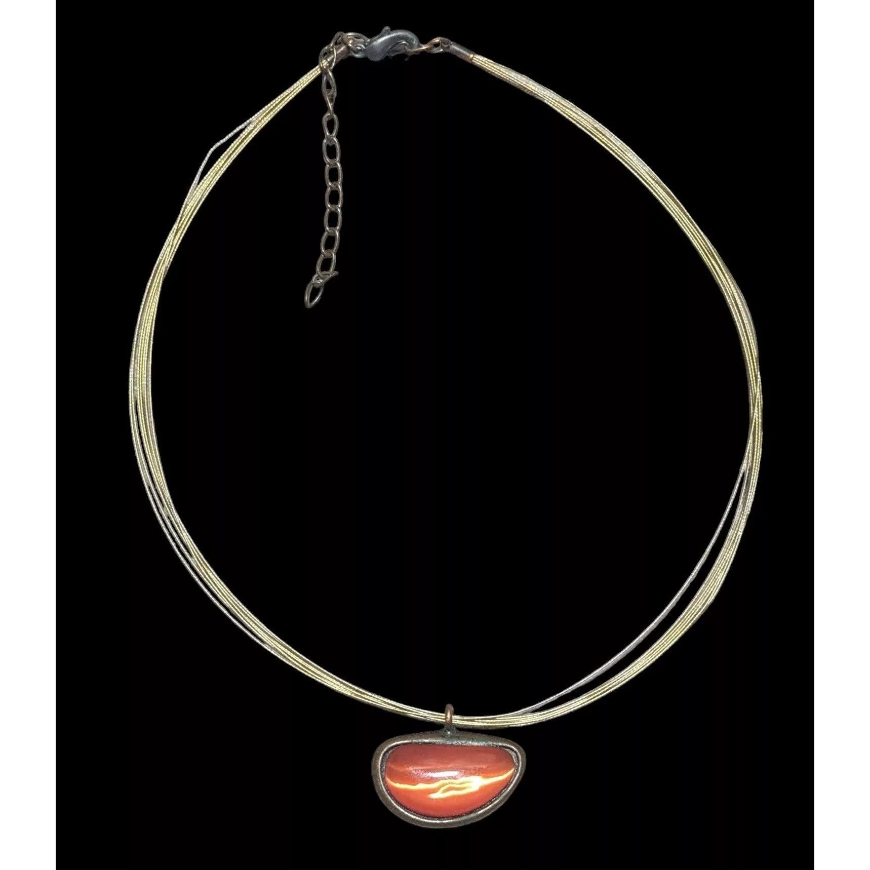Other Necklaces Other Orange Glass Abstract Cateye Pendant Necklace