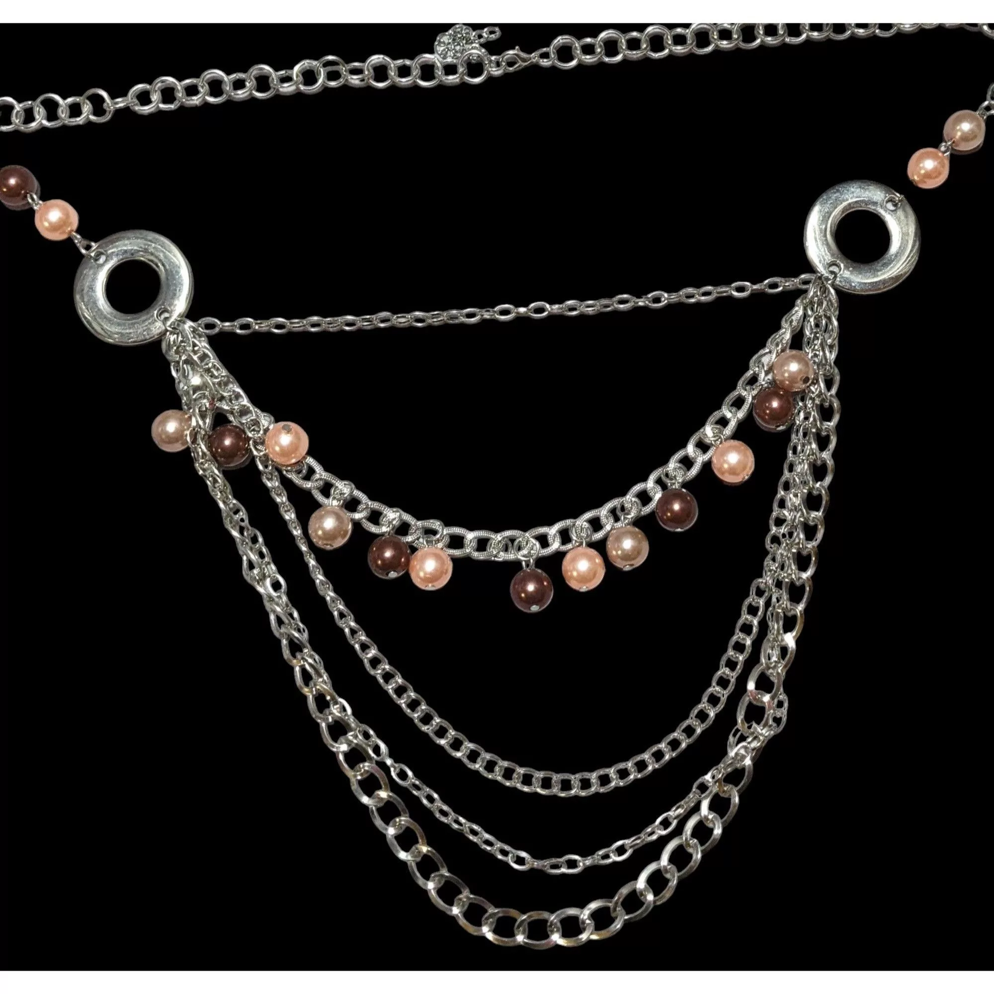 Other Necklaces Other Multilayer Chain Pearl Fringe Necklace Silver