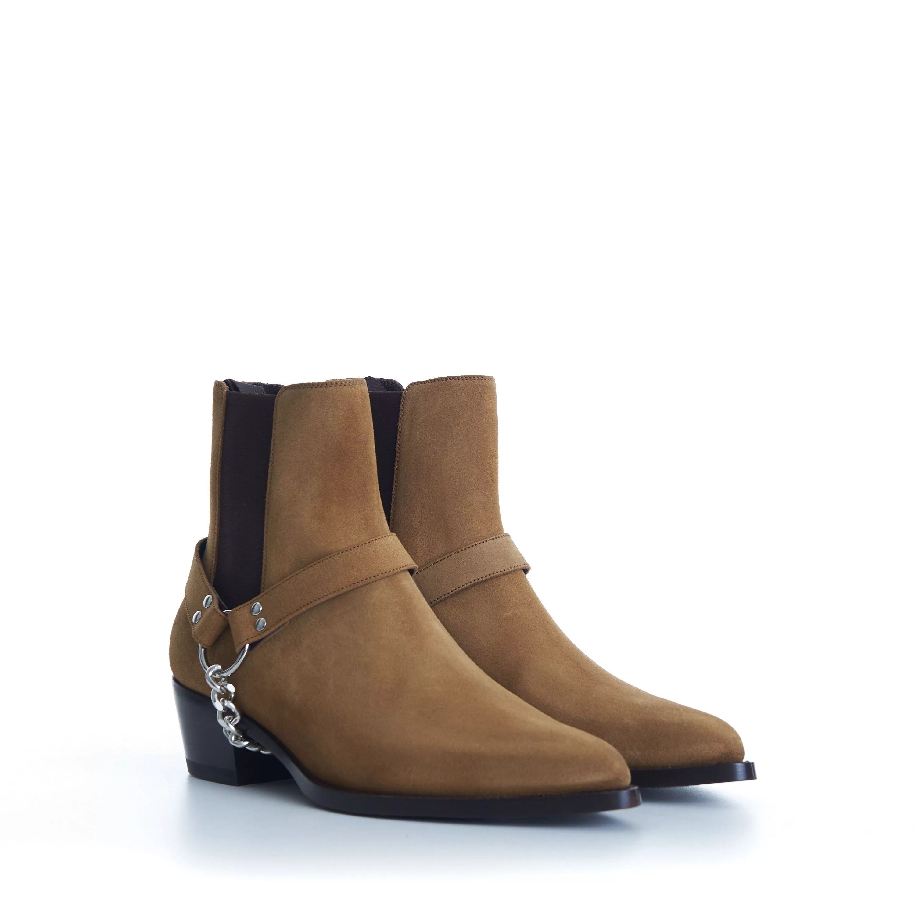 Celine Boots Celine Camargue Biker Chelsea Boot In Suede Calfskin Brown