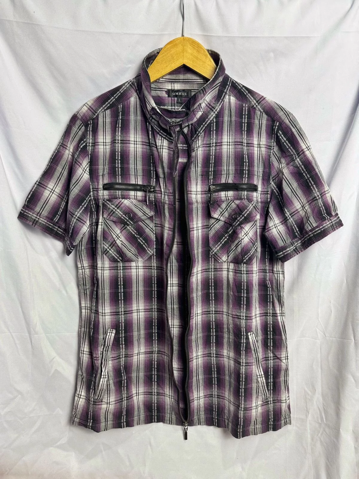 14th Addiction Shirts Button Ups 14th Addiction × KMRii × Yasuyuki Ishii Japanese Bondage Zipper Shirt Archive Style Purple
