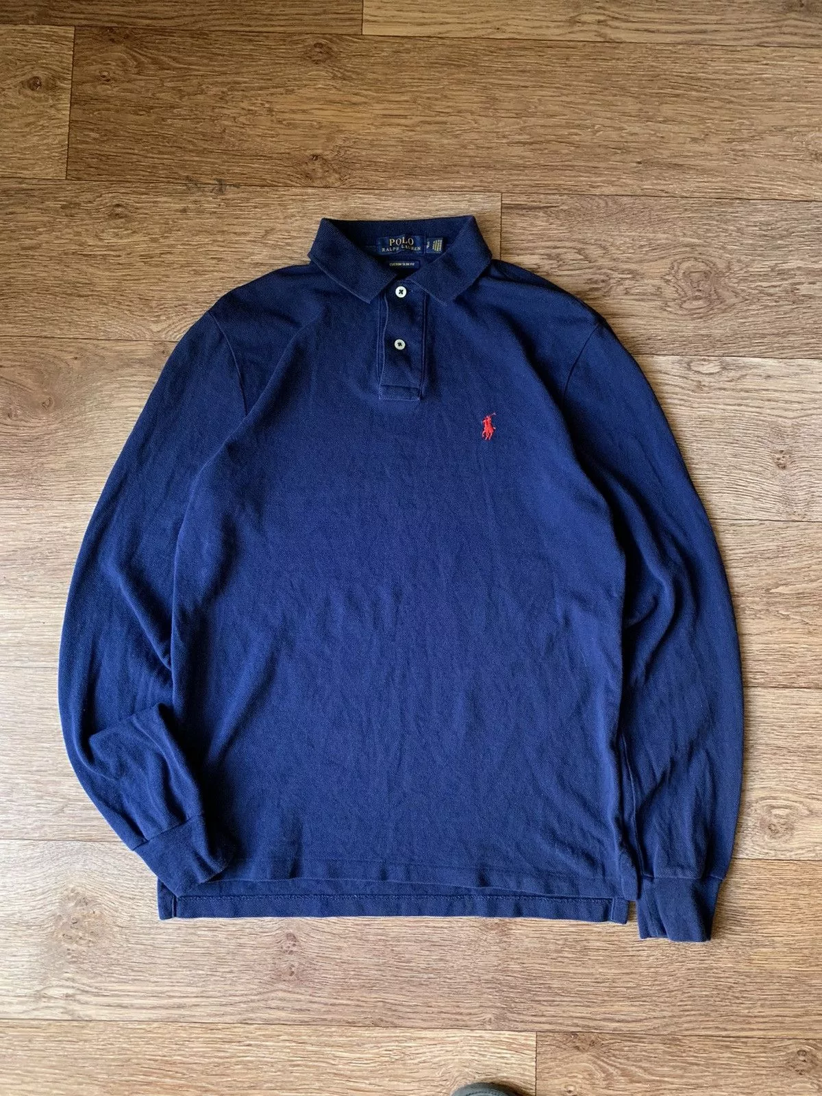 Polo Ralph Lauren Long Sleeve T Shirts Polo Ralph Lauren × Vintage Polo Ralph Lauren Rugby Shirt Long Sleeve Streetwear Blue
