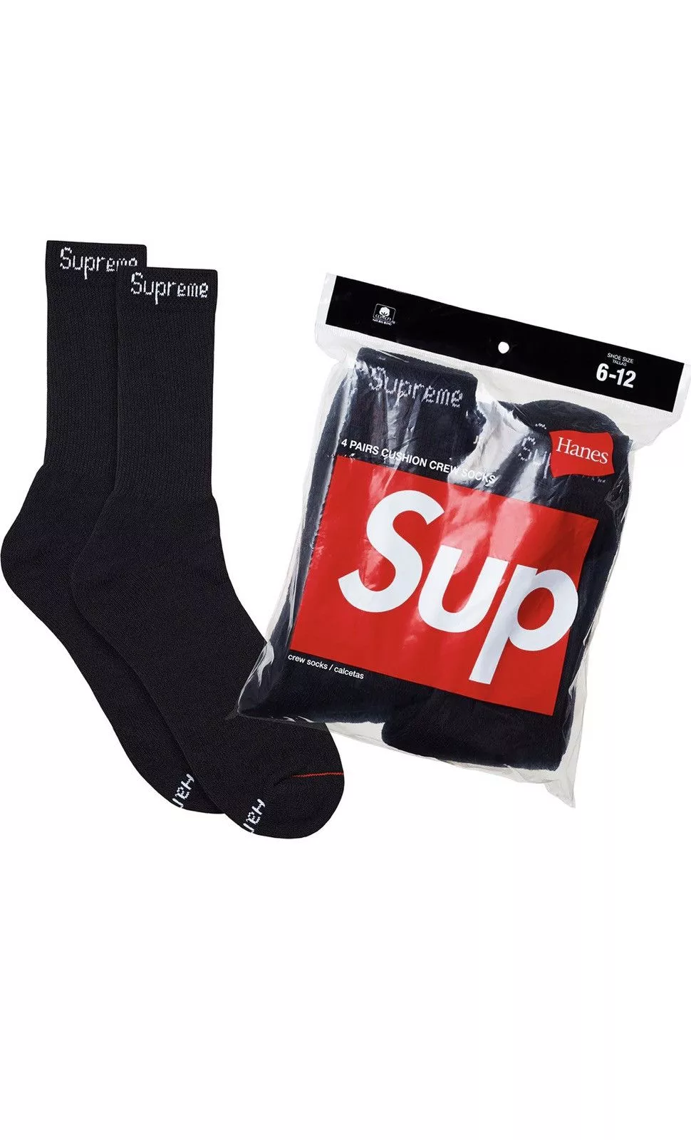 Supreme Socks Underwear Supreme Hanes Socks - 1 pair Black